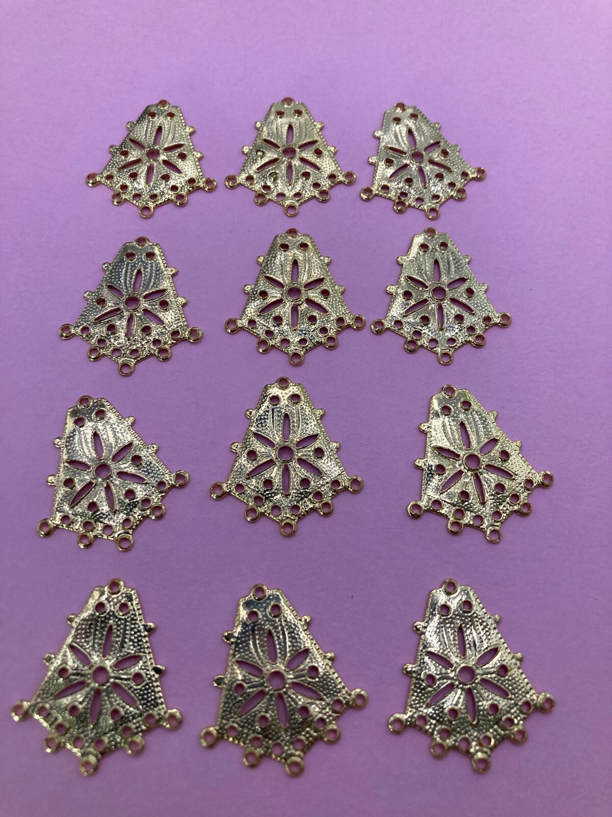 NIP Earring Findings, GP Non-Tarnish Chandelier 5+1 Hole, PKG 12