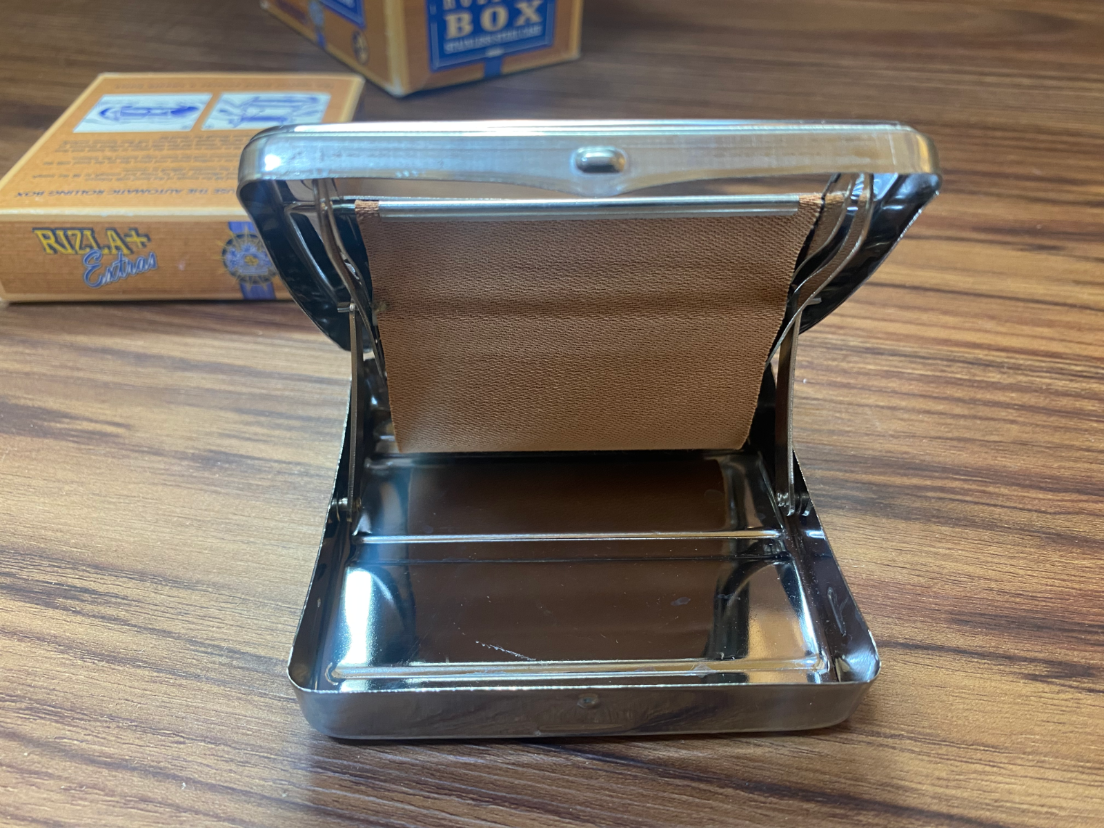 Vtg Rizla+ Extras Automatic Rolling Machine Stainless Box Roll Tobacco Cigarette