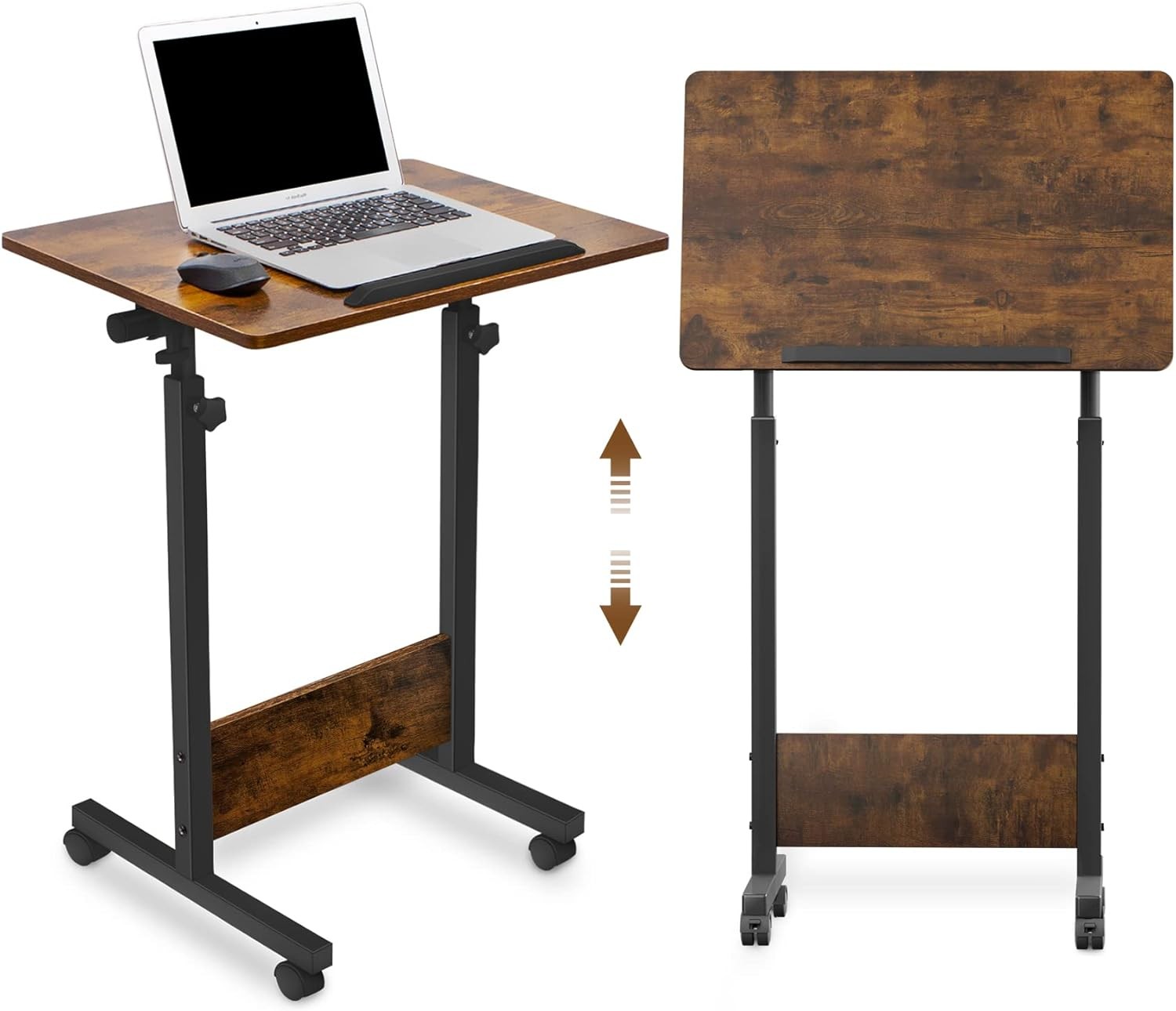 Height Adjustable Mobile Standing Desk 16×24 in,360° Flip Desk Stand Desks Home