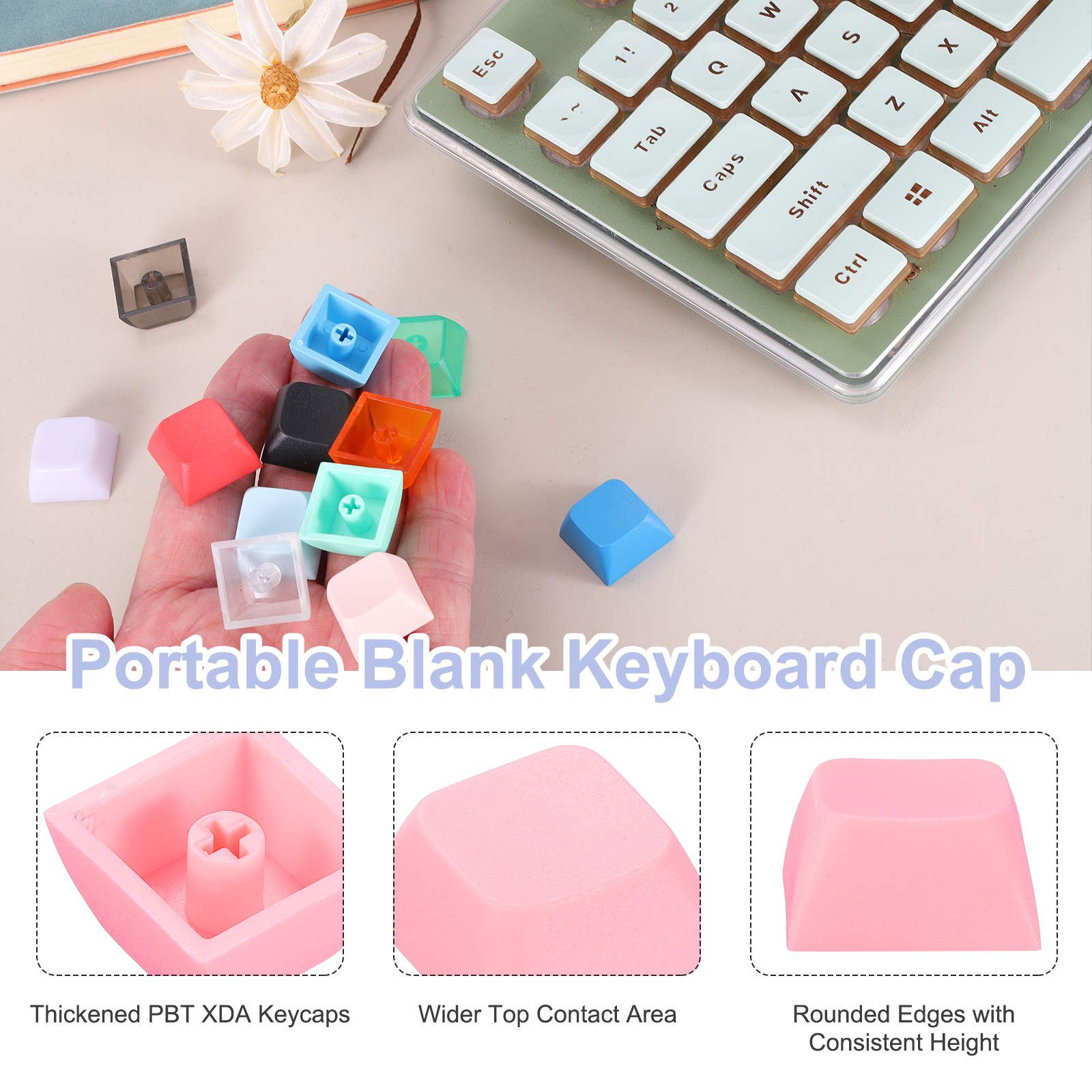 10Pcs XDA Profile Keycap Set PBT Mechanical Numeric Keypads, Pink
