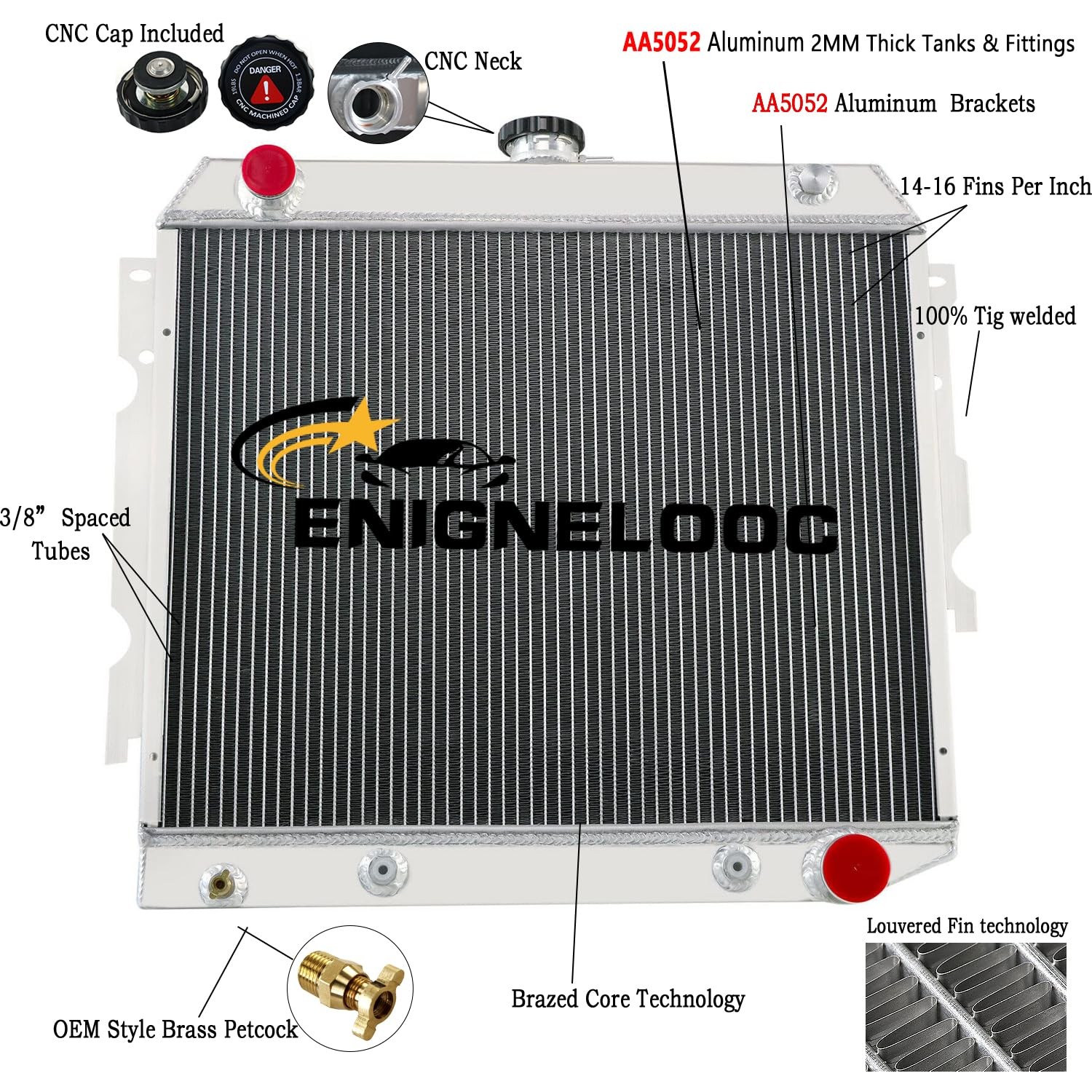 3 Row Core Aluminum Radiator for 1968-1974 V8 Engines