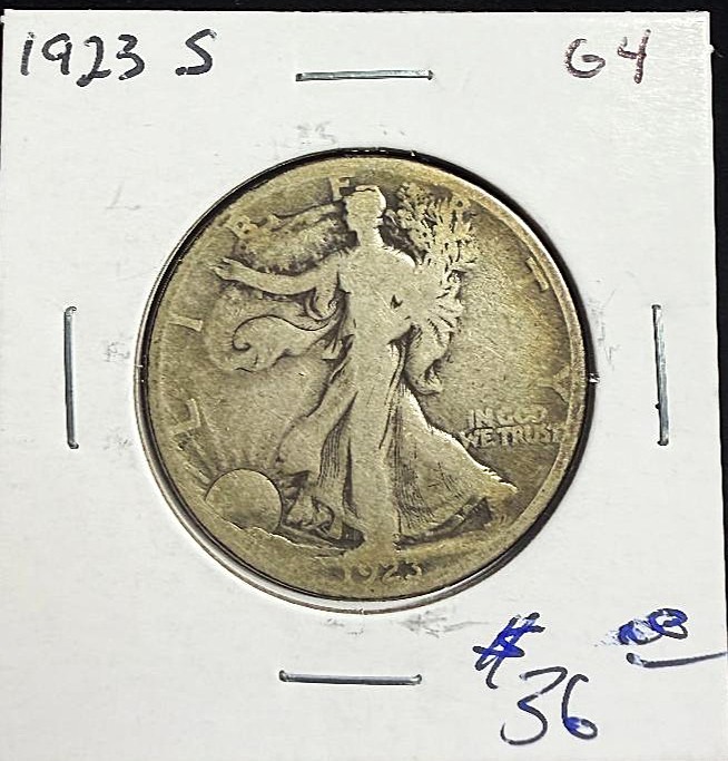 1923-S Walking Liberty Silver Half Dollar, G4 Condition, Nice Rare Coin!