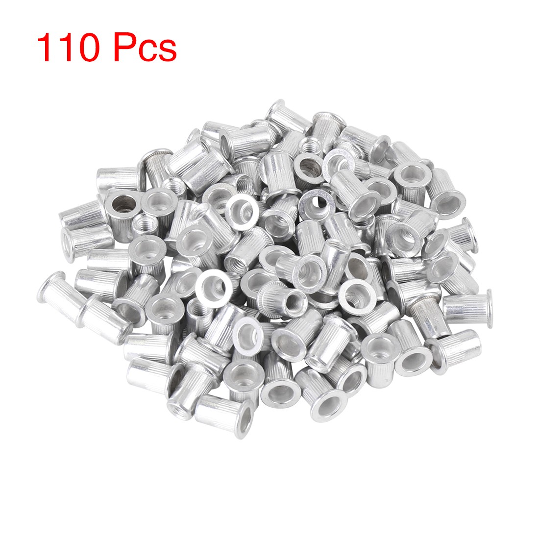110 Pcs M6 Silver Tone Aluminum Alloy Car Flat Head Rivet Nut Threaded Insert