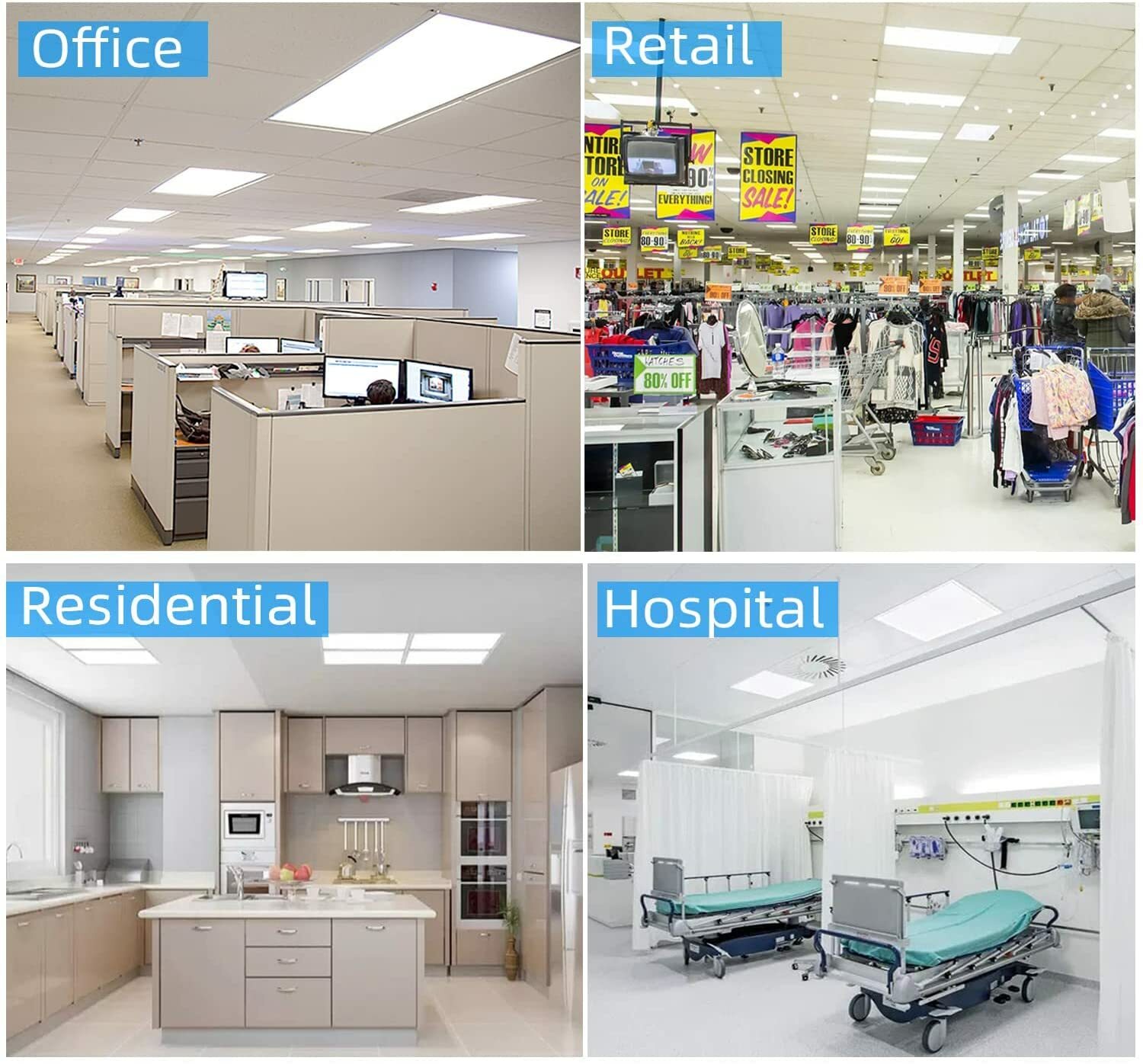 2x4 FT LED Flat Panel Light 5000K Daylight White, 75W Drop Ceiling Office Lights