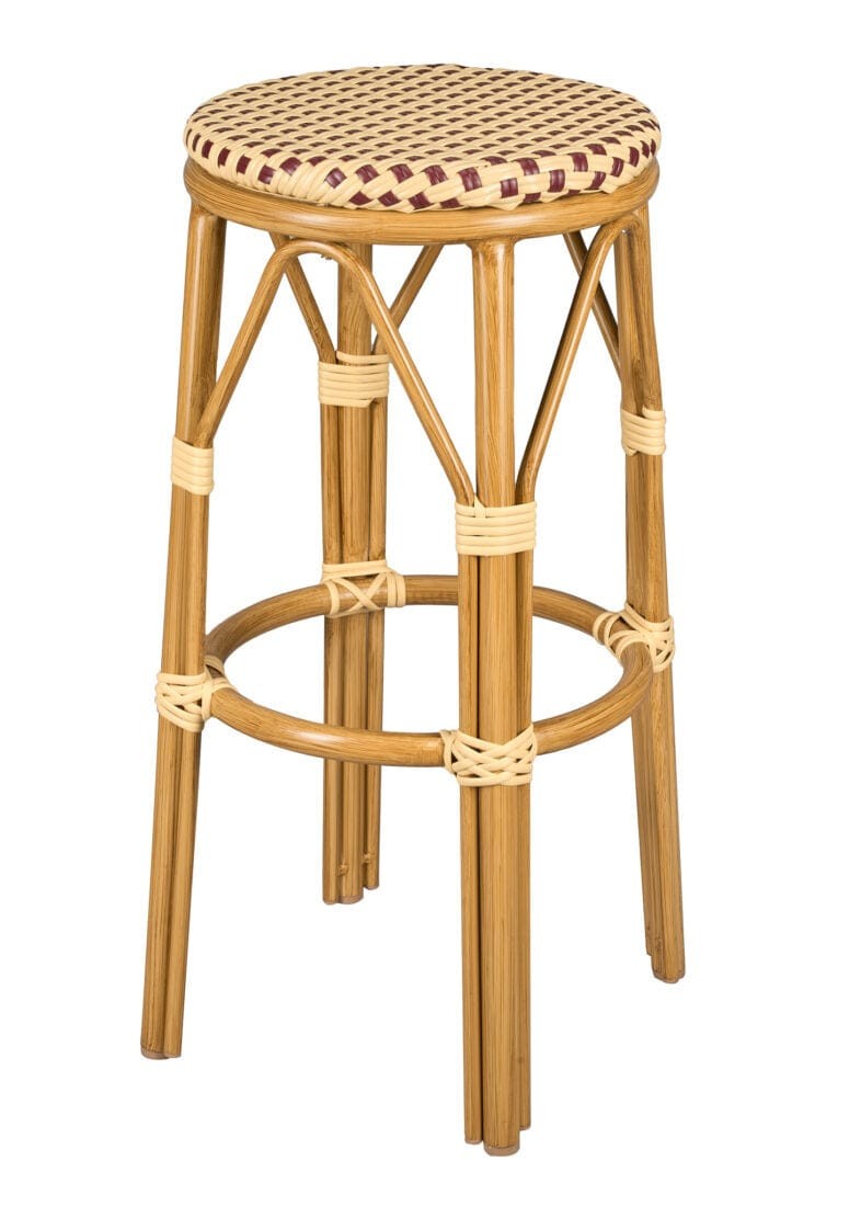Beige and Maroon 30" Full Height No Back Bistro Barstool by Chivari