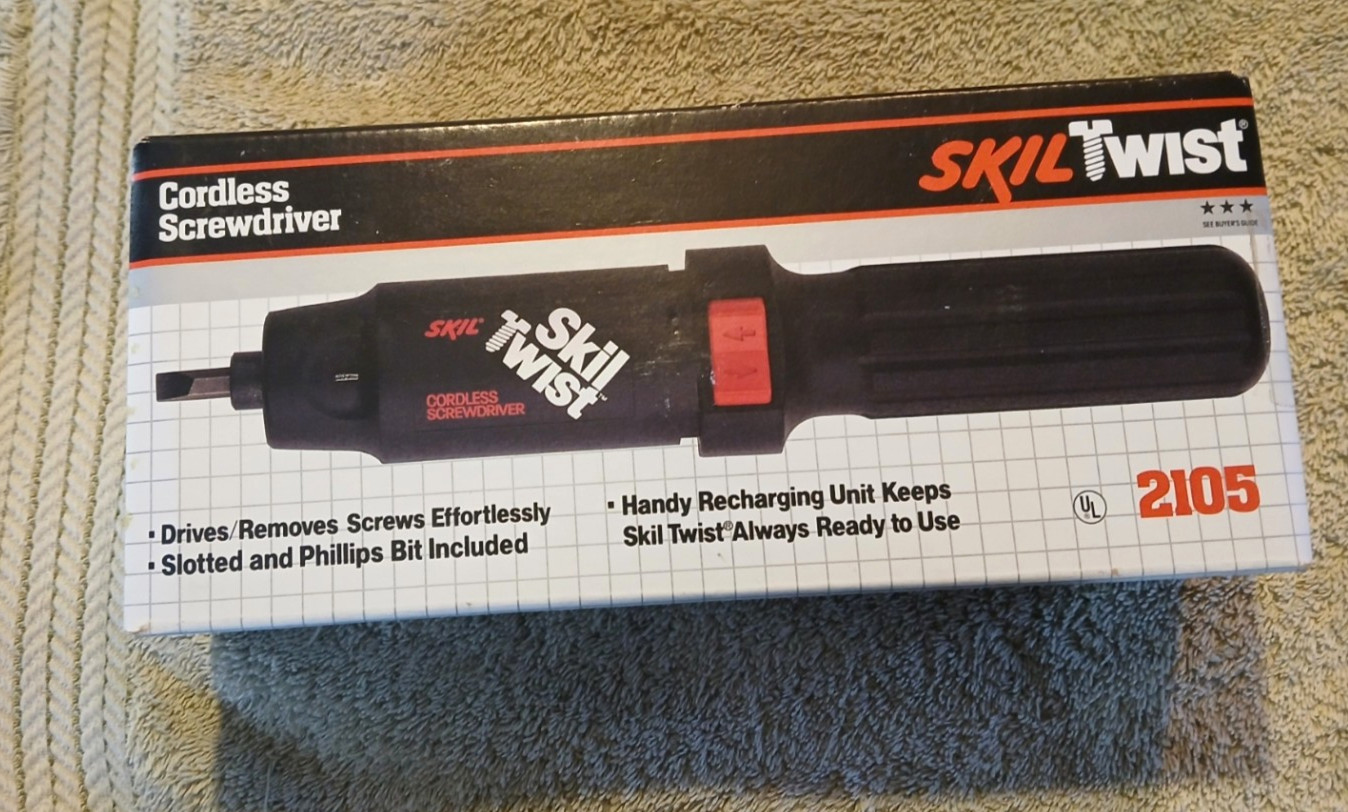 Vintage SkilTwist Cordless Screwdriver  2.4volt # 2105 New in Box NOS