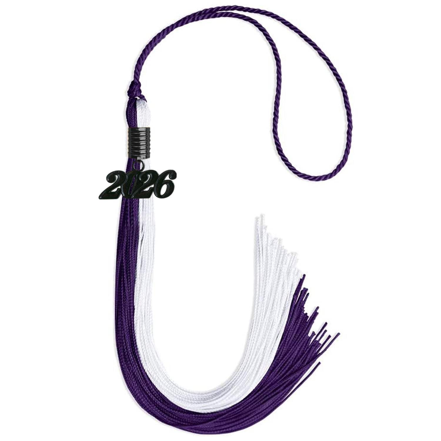 Endea Graduation Purple/White Graduation Tassel with Black Date Drop