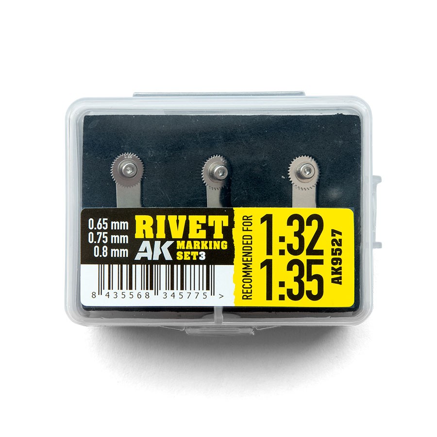 Rivet Marking Set #3 for Scales 1/35, 1/32 and Larger (3 Sizes: 0.65,0.75,0.8mm)