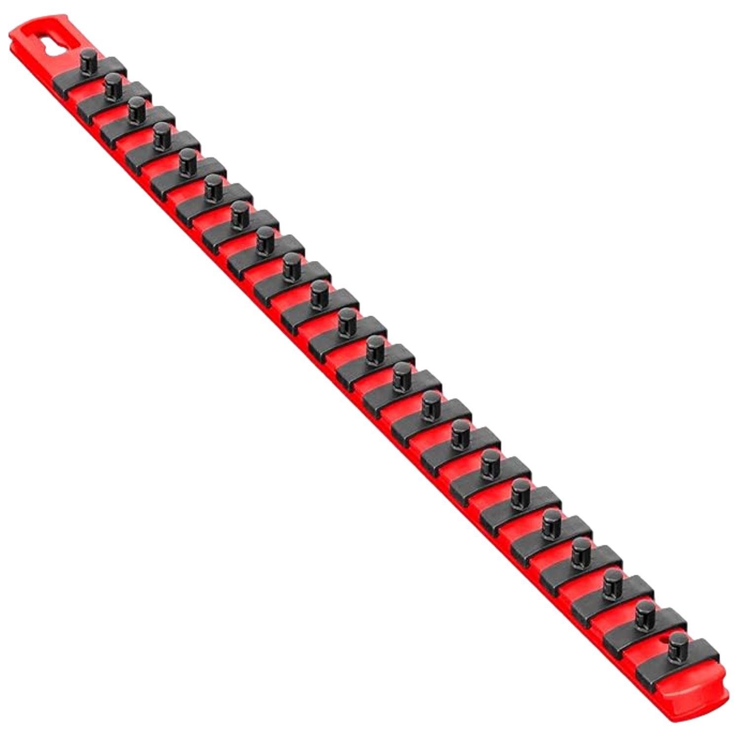 Ernst Manufacturing 18-Inch Socket Organizer 15 1/4-Inch Twist Lock Clips, Red