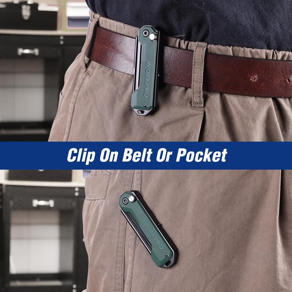 WORKPRO Folding Utility Knife Fast Open Box Cutter Quick Change Blade Mini Knife