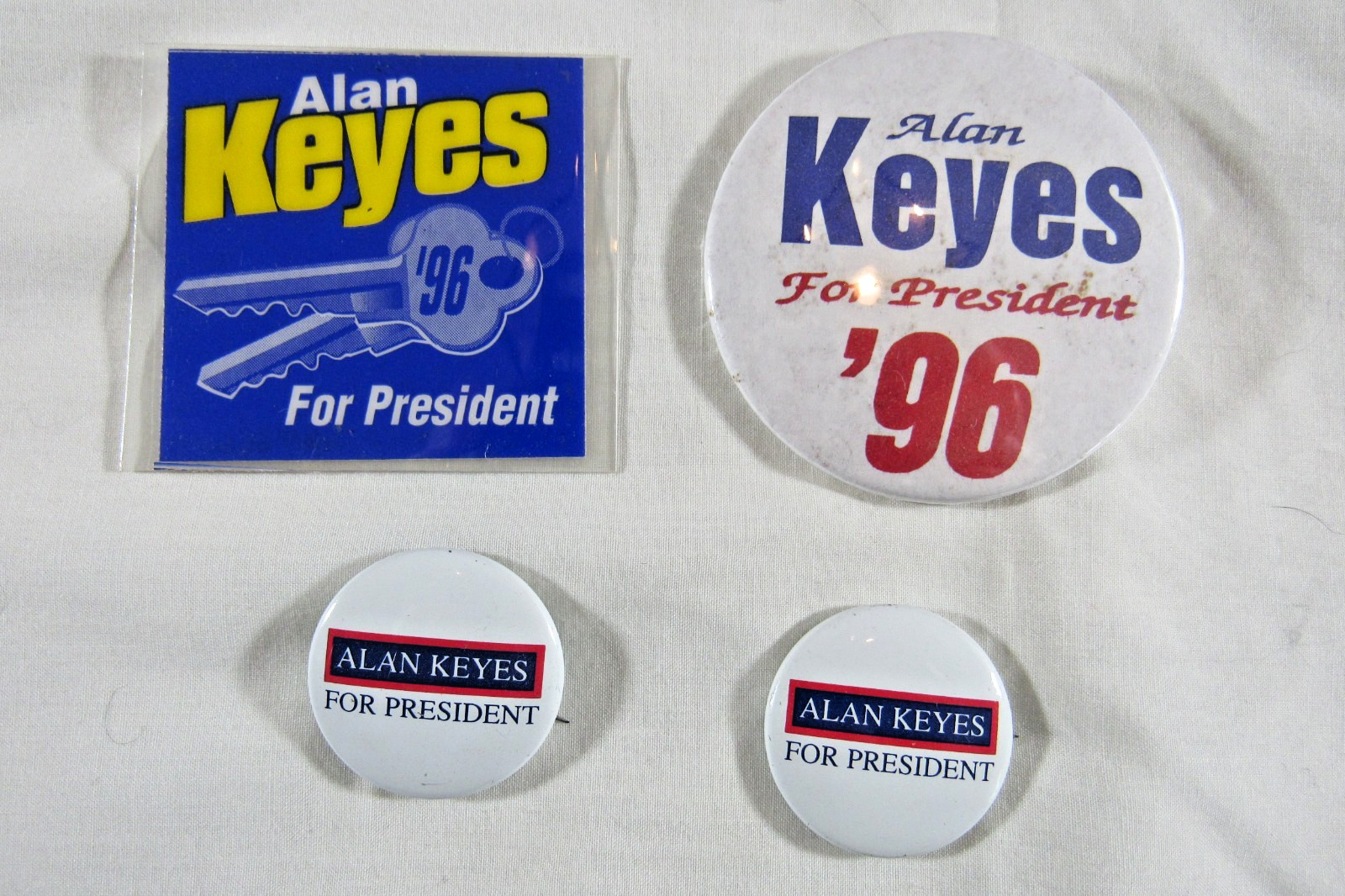 Alan Keyes for President Political Campaign Pins/Buttons 1996 + laminated card