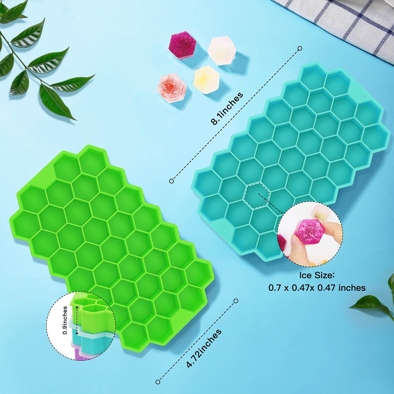 Ice Cube Trays for Freezer, 3 Pack Ice Cube Tray with Lid, Silicone Ice Cube ...
