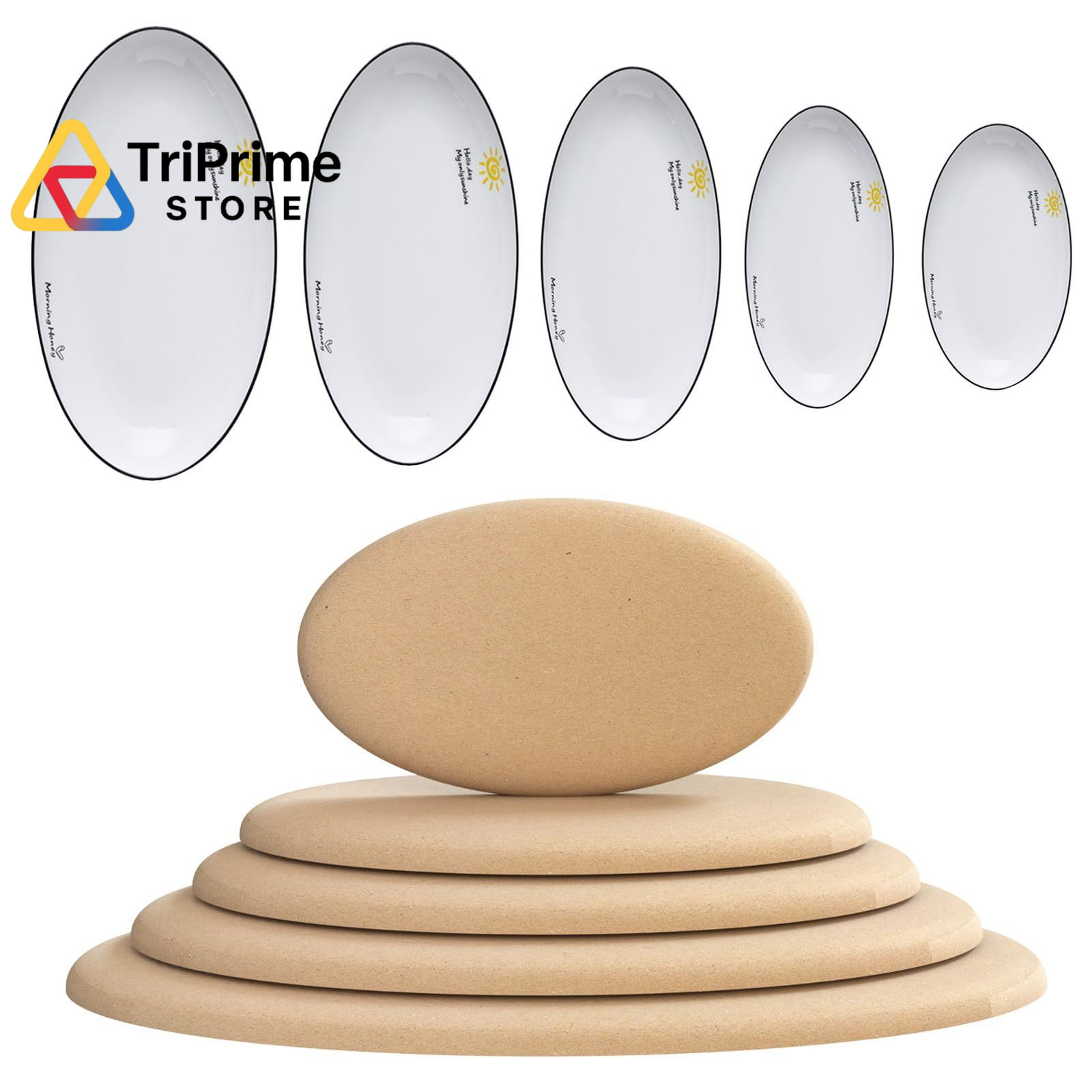 ORIISIN Oval Pottery Molds for Handbuilding - 5 Pcs Clay Slump Brown