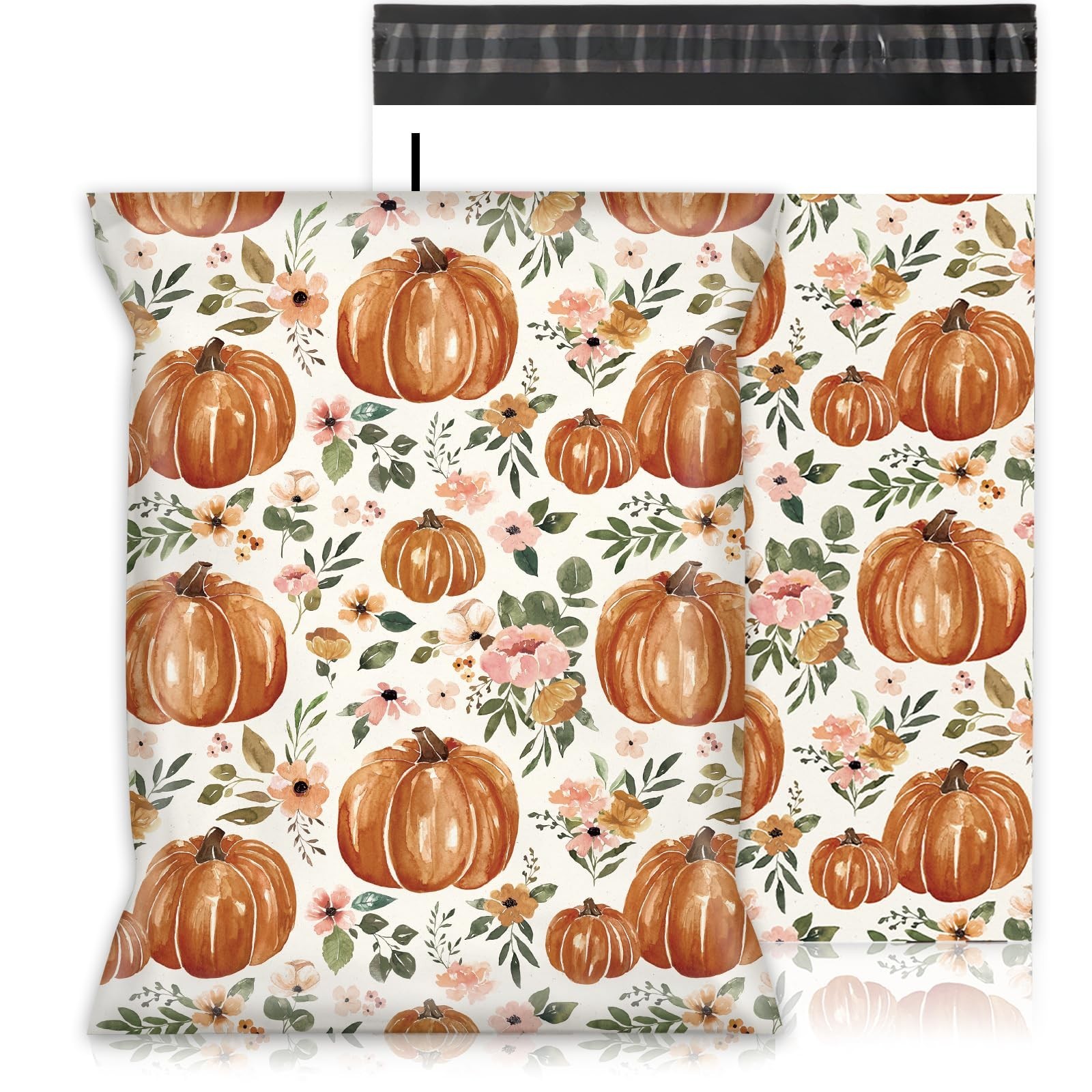 JarThenaAMCS 100Pcs Fall Poly Mailers 10 x 13 Inch Watercolor Floral Pumpkin ...