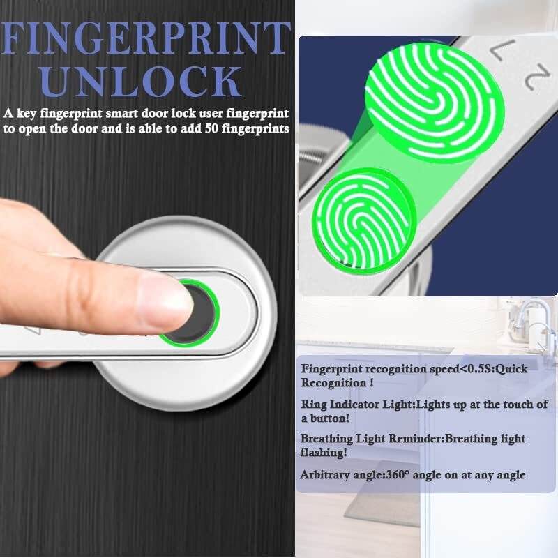 Smart Fingerprint Door Lock Biometric Door Lock With Handle & App Control