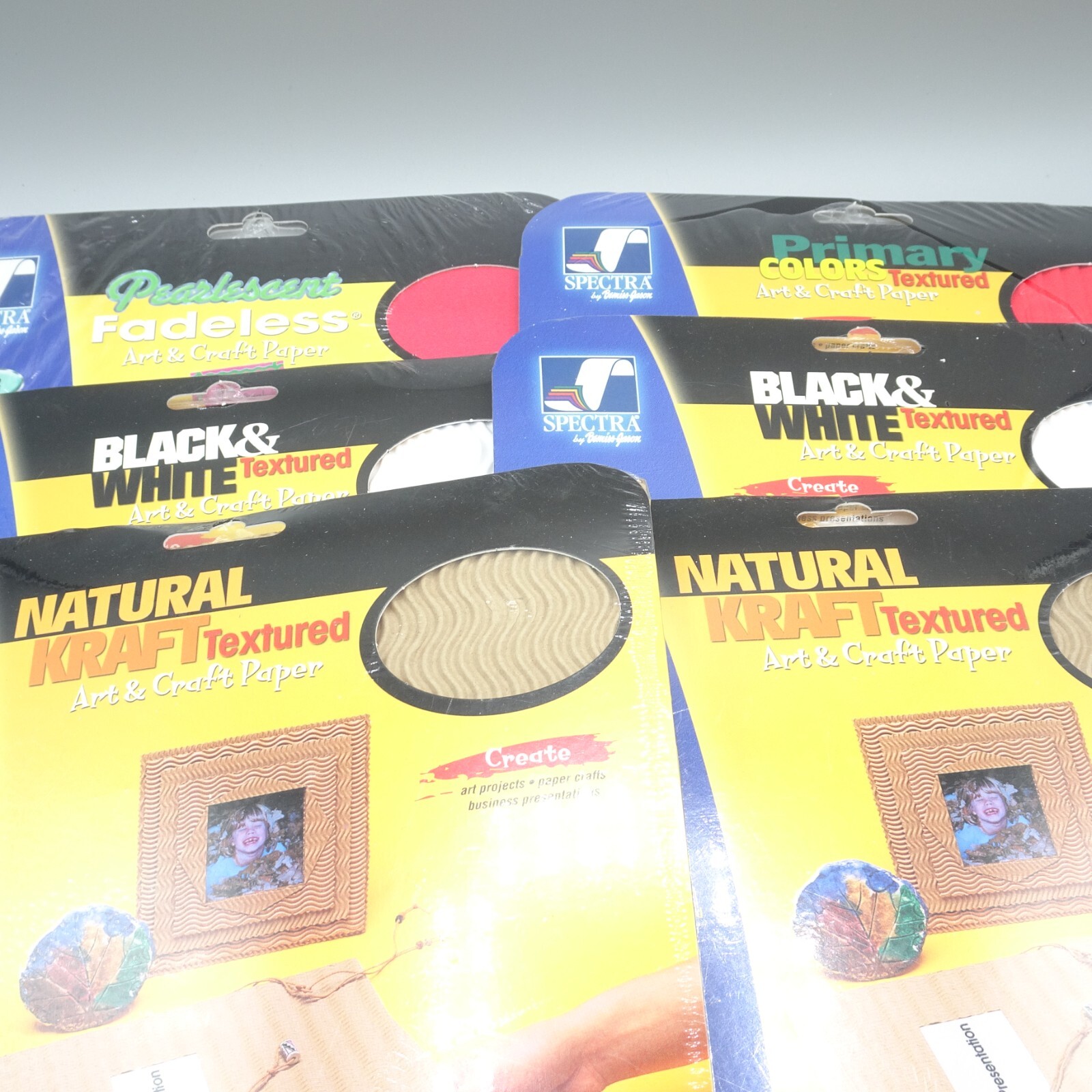 LOT 6 Spectra Art Craft Paper Natural Black White Textured Pearlescent Primary