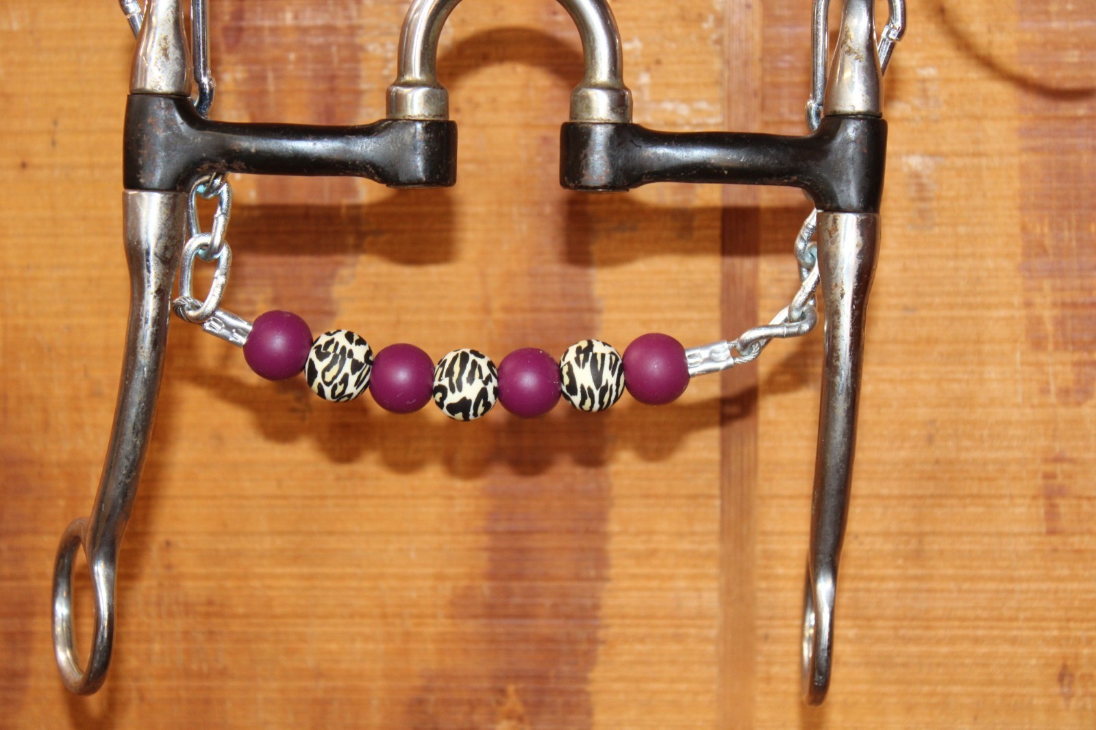 Silicone Beaded Curb Chain Burgundy & Cheetah