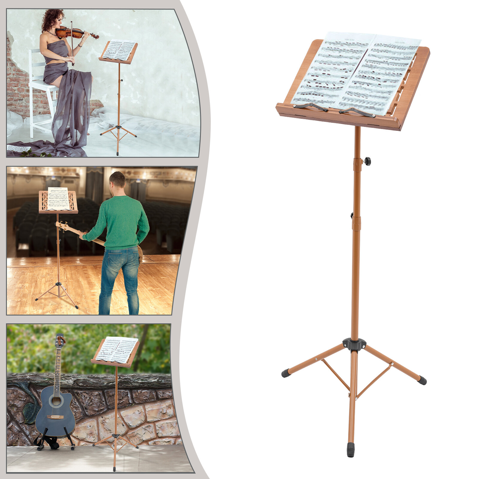 70-180cm Brown Music Score Rack Portable Music Stand Professional Music Stand