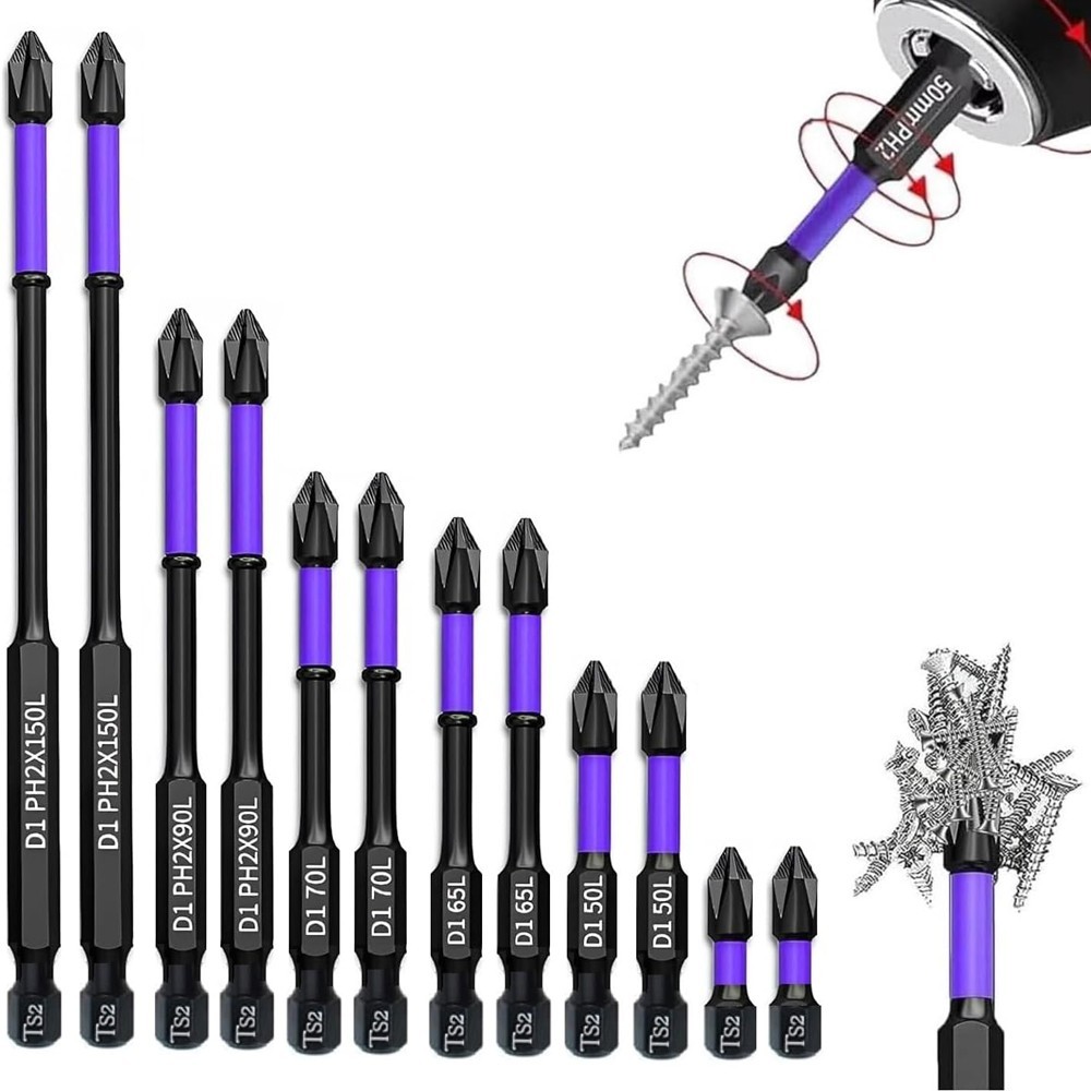 Magnetic Non-Slip Shockproof Screwdriver Bits Phillips Hex Shank for Power Tools