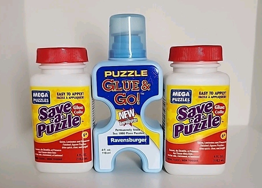 Jigsaw Puzzle Glue Lot of 3, 2 NEW