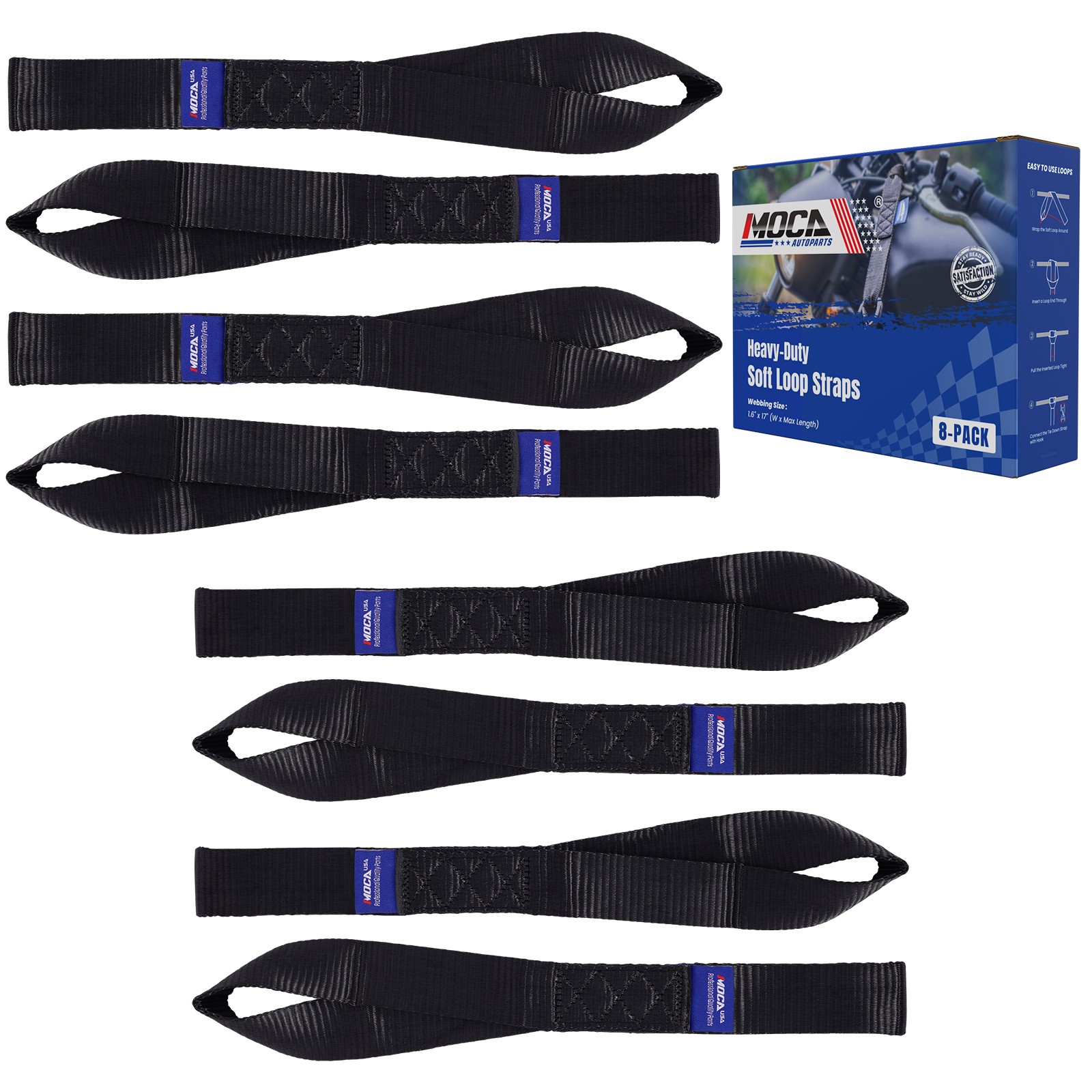 Heavy Duty Tie Down Kit - 10643 Lbs Breaking Strength Tie Down Straps 1.6" x 17'
