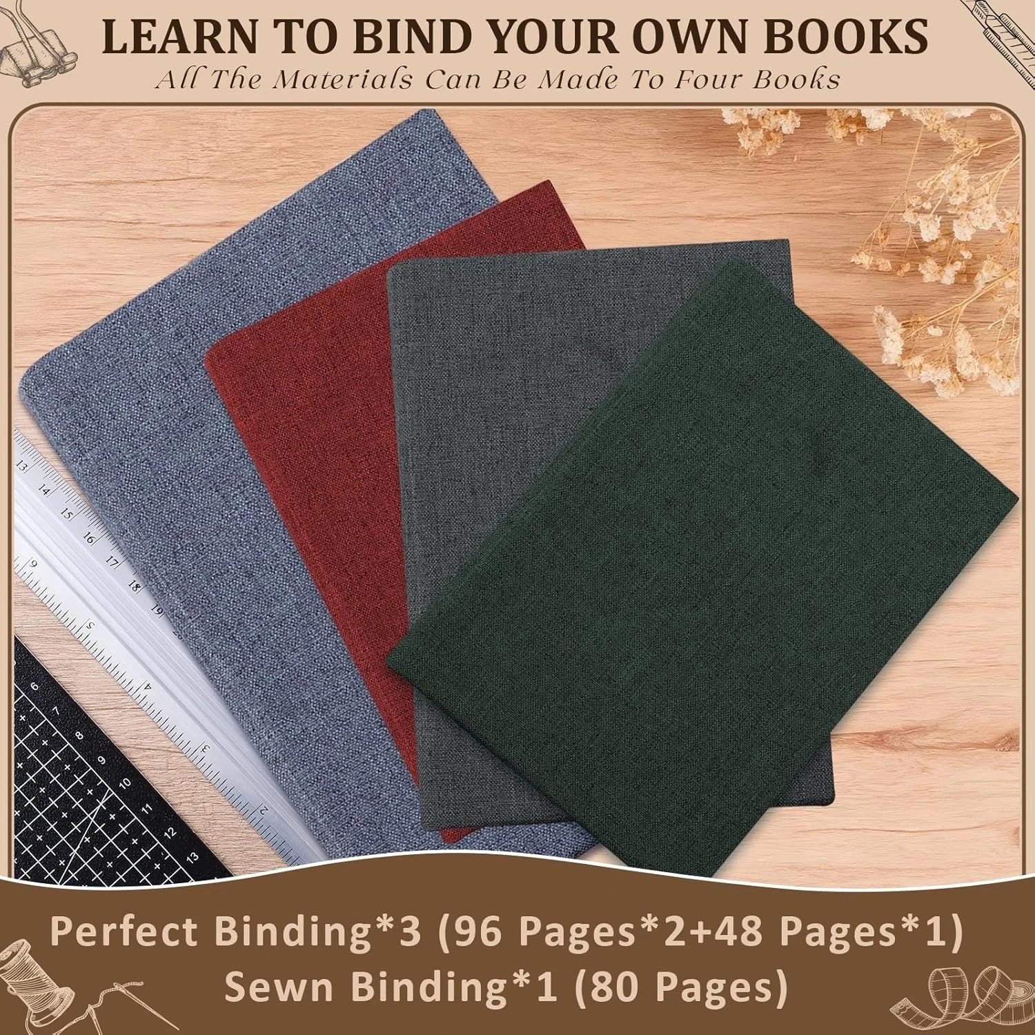 145Pcs Book Binding Kits for Beginners, Book Making Kit Bookbinding Supplies..