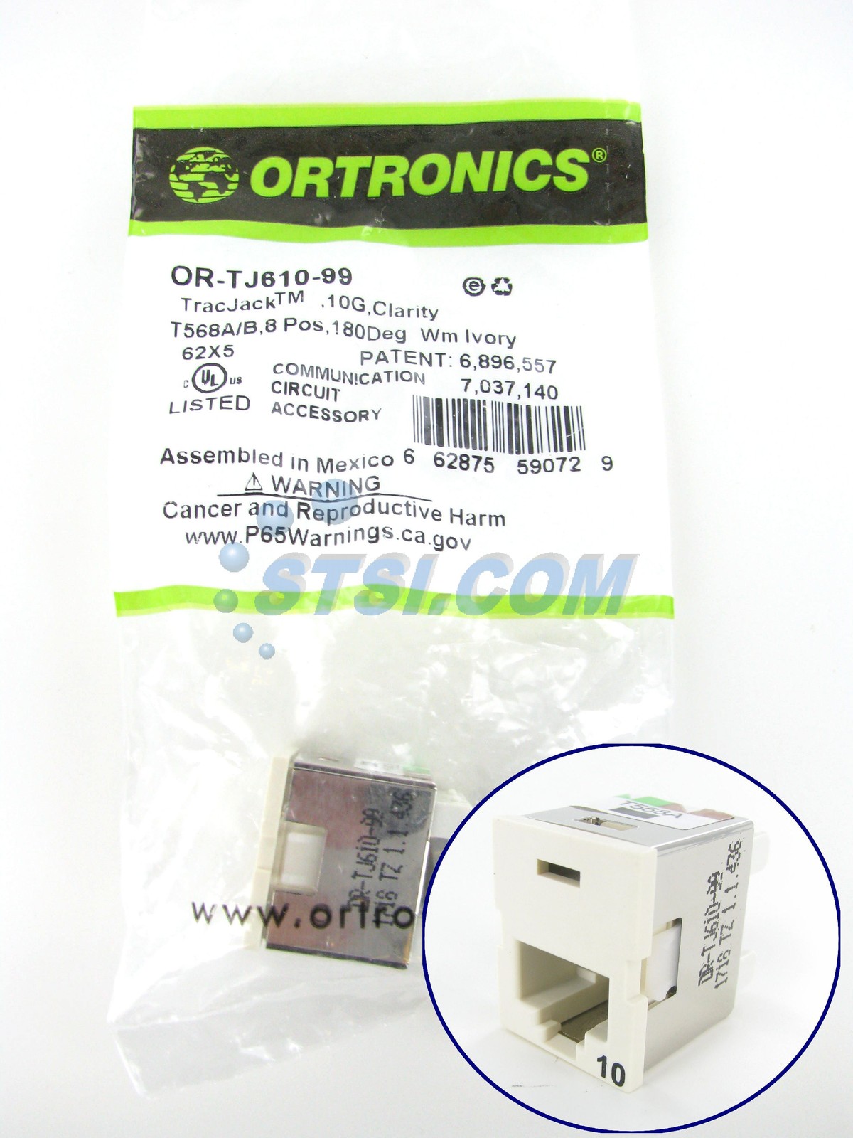 Ortronics OR-TJ610-99 Clarity TracJack Cat6a 10G Jack, Wiremold Ivory ~STSI