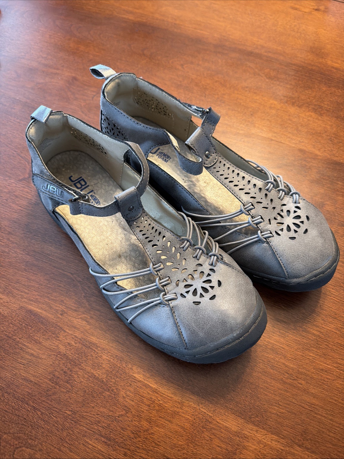 JBU by Jambu Shoes Women’s 7.5 Gray Sahara Mary Jane Comfort Flats