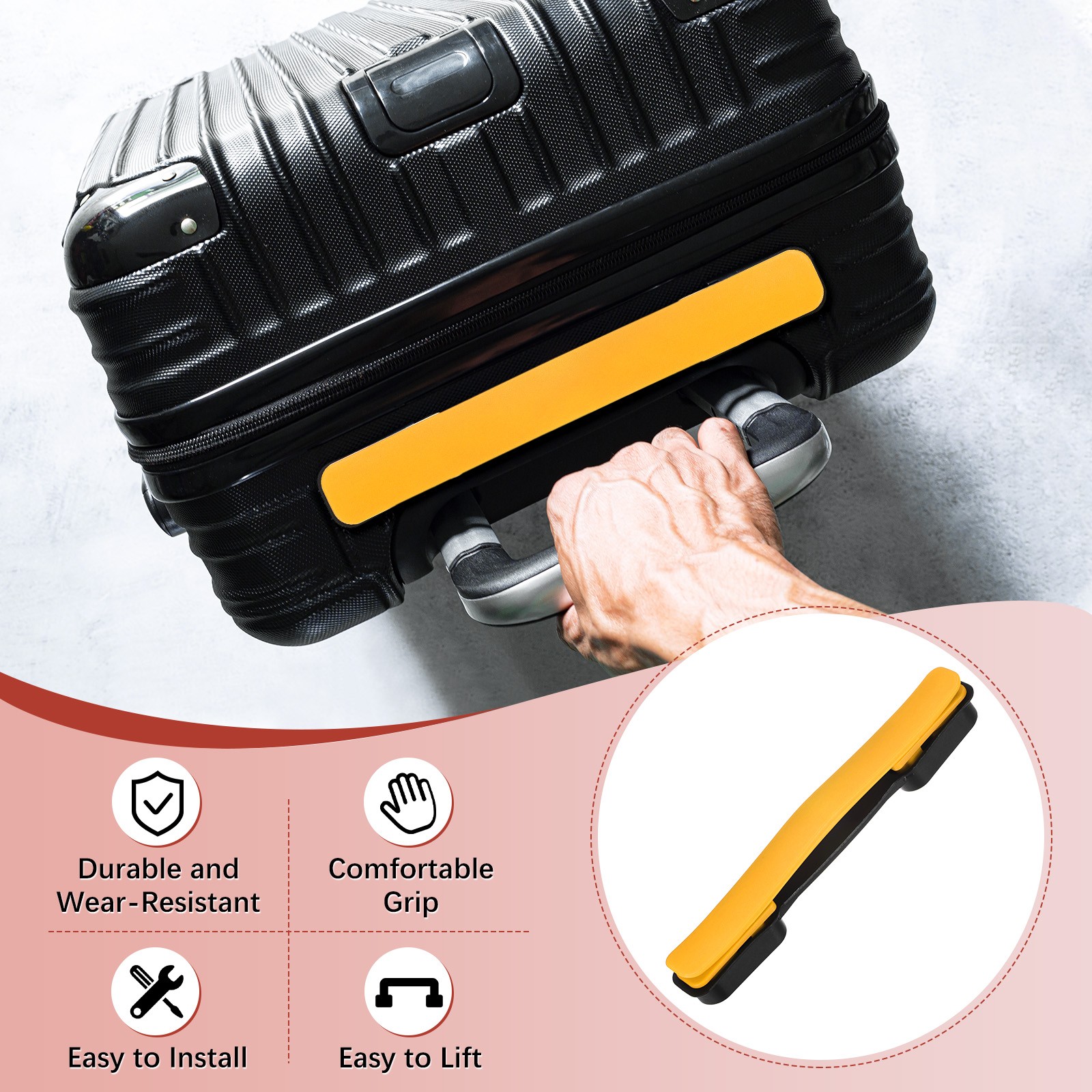 1PCS Luggage Replacement Handle for Suitcase - [Yellow-8.5IN]