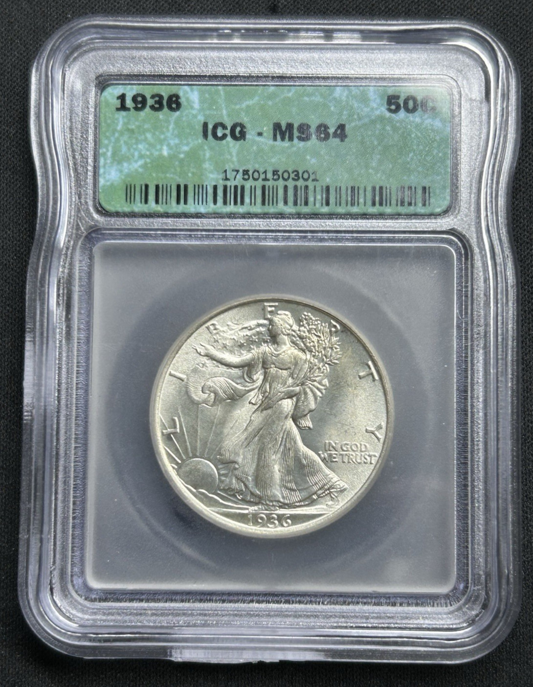 1936 WALKING LIBERTY HALF DOLLAR ICG MS64