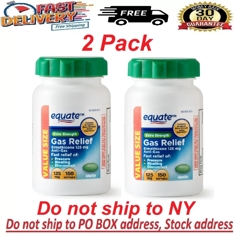 ( 2 PACK ) Equate Extra Strength Gas Relief Softgels Value Size, 125 mg, 150 Ct