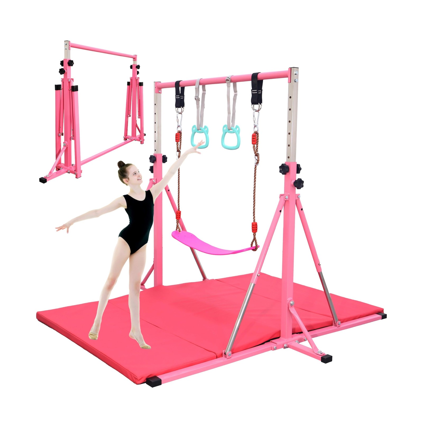 FC FUNCHEER Foldable Gymnastics Bar,5FT Horizontal bar,Adjustable Kids Traini...