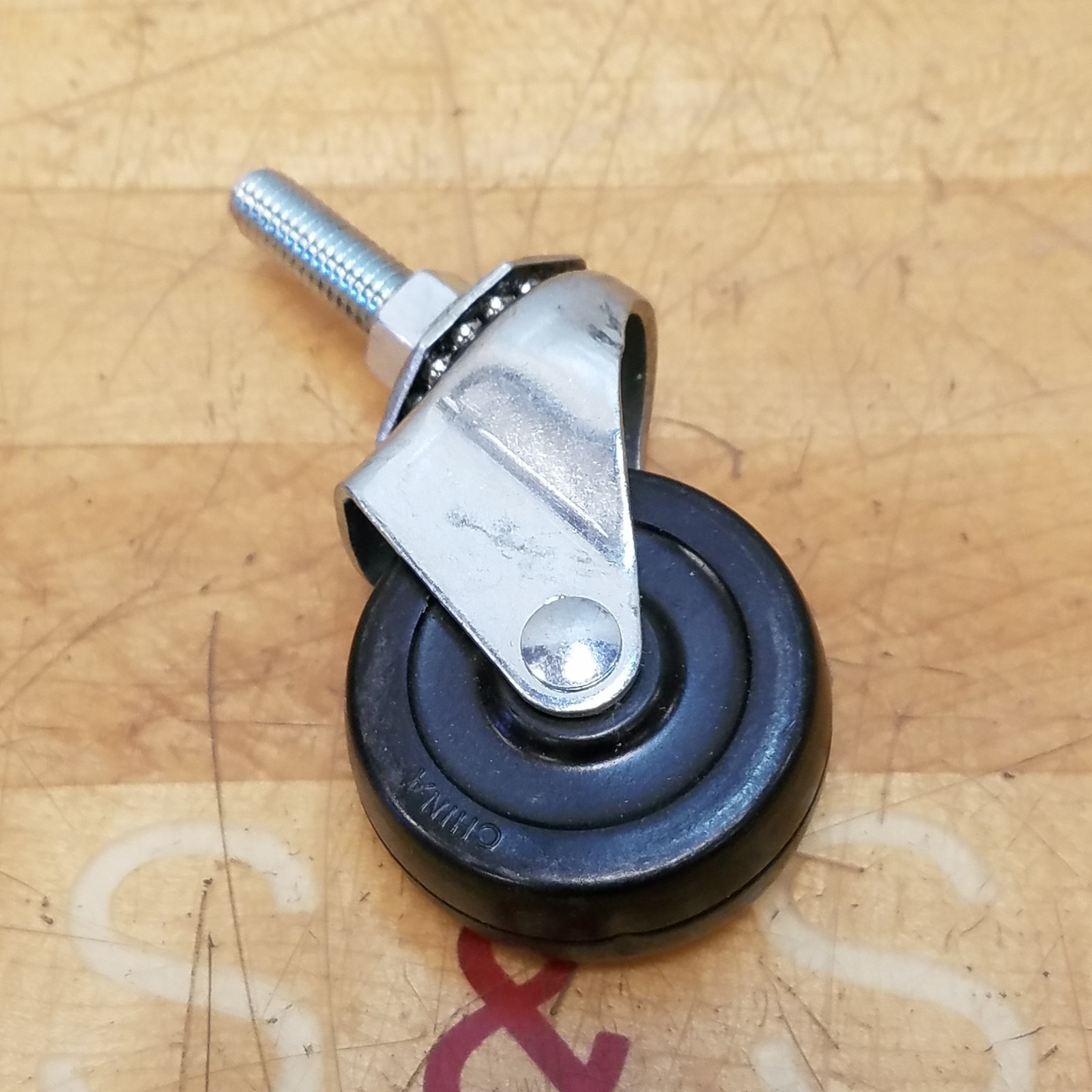 2" Diameter Caster Wheel, 3/8-16 Thread, Polyurethane Black Wheel - NEW