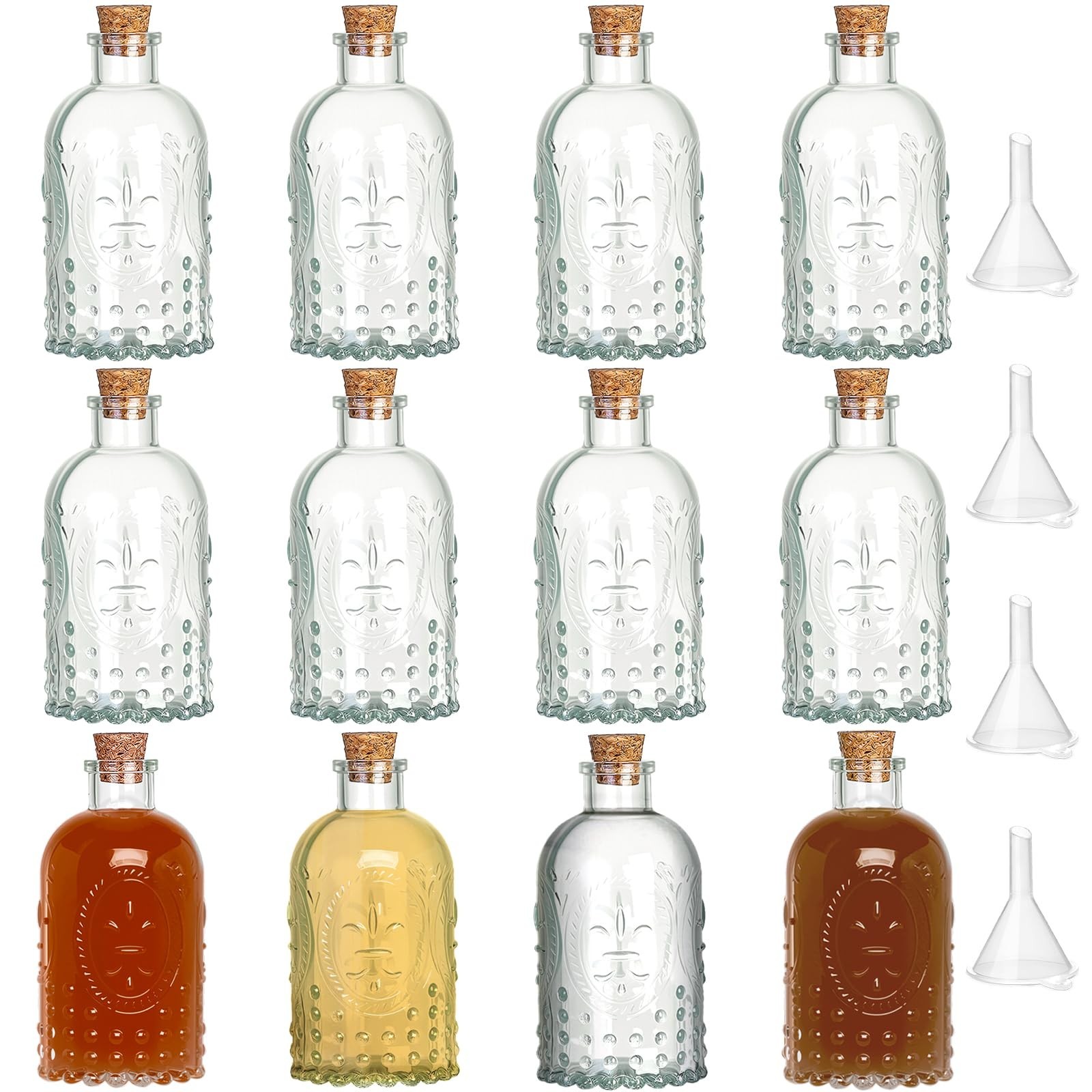 TBWIND 12 Pack 6oz Glass Bottles with Cork Stoppers, 200ml Clear Glass Liquor...