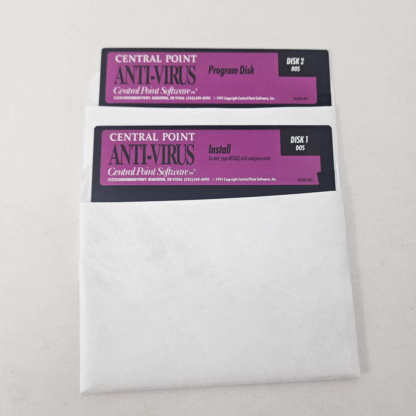 Central Point Anti-Virus Software DOS 1991 Vintage 5.25" Floppy Disks