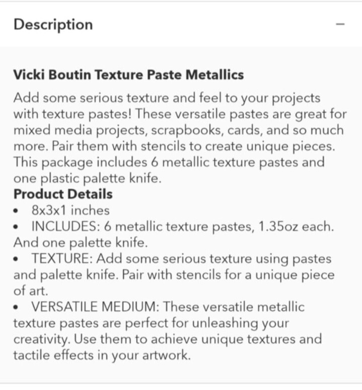 Vicky Boutin Metallic Texture Paste 7 Piece Craft Set #34013642