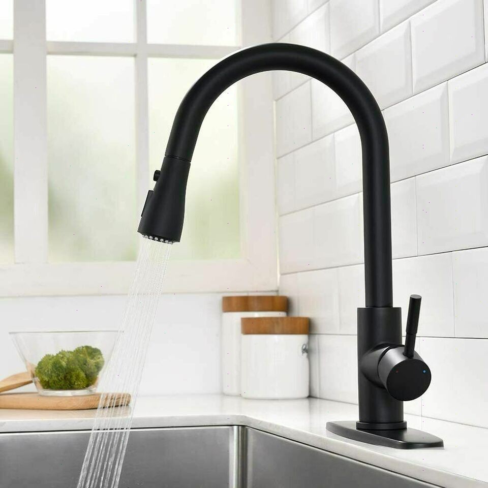 Matte Black Touch Sensor Kitchen Faucet Pull Down Sprayer Single Hole Mixer Tap