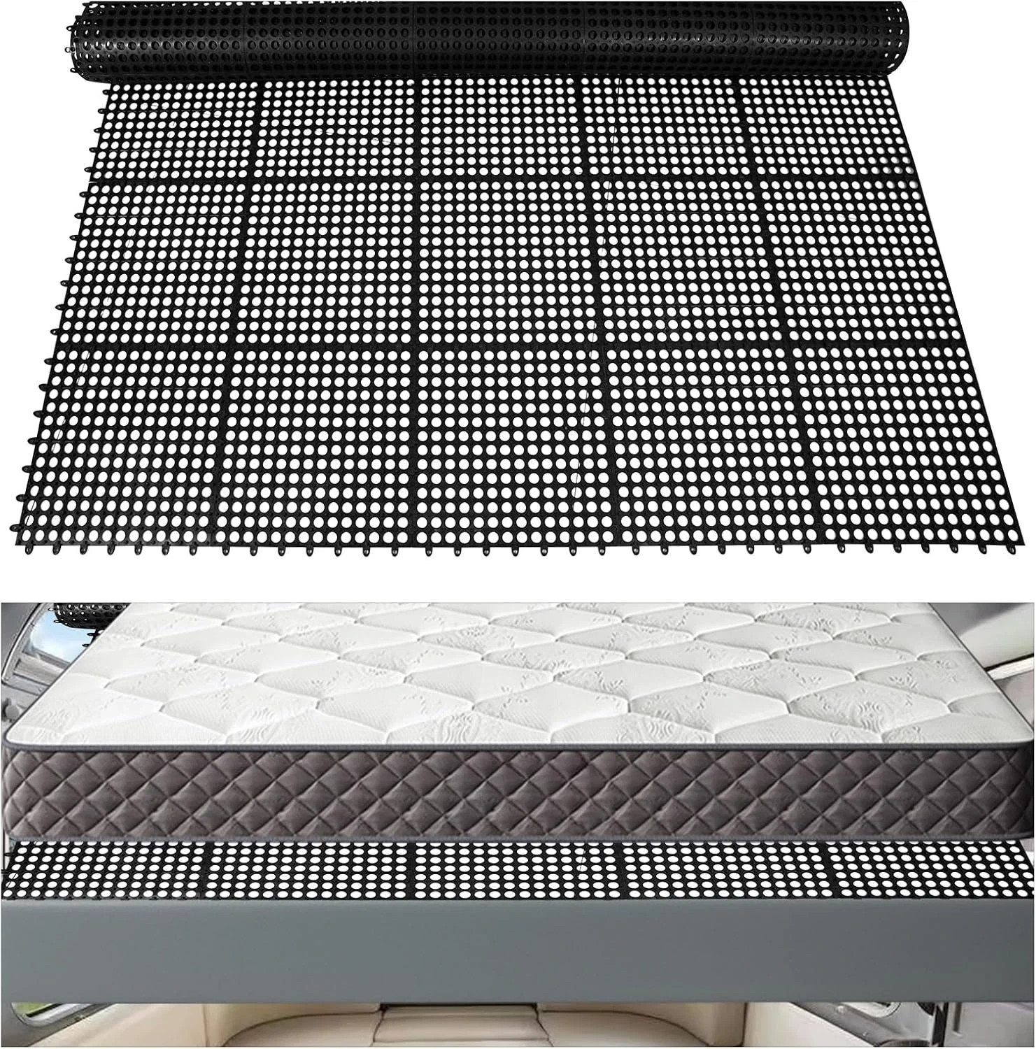 Plastic Ventilated Mattress Underlay Pad for RV Boat Camper - 83" L X 59" W Inte