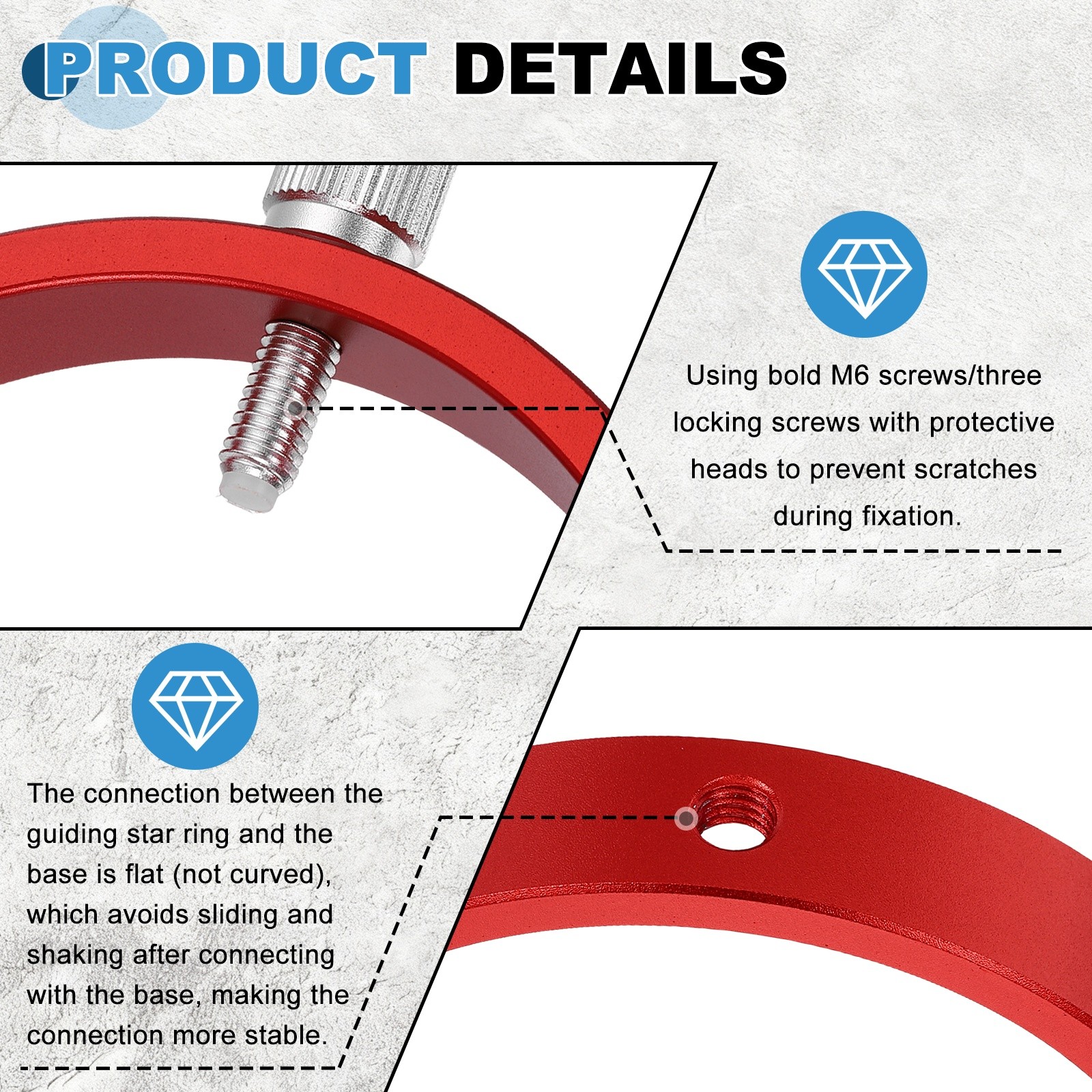 68mmD Adjustable Guiding Scope Rings, Metal Guide Scope Rings, Red