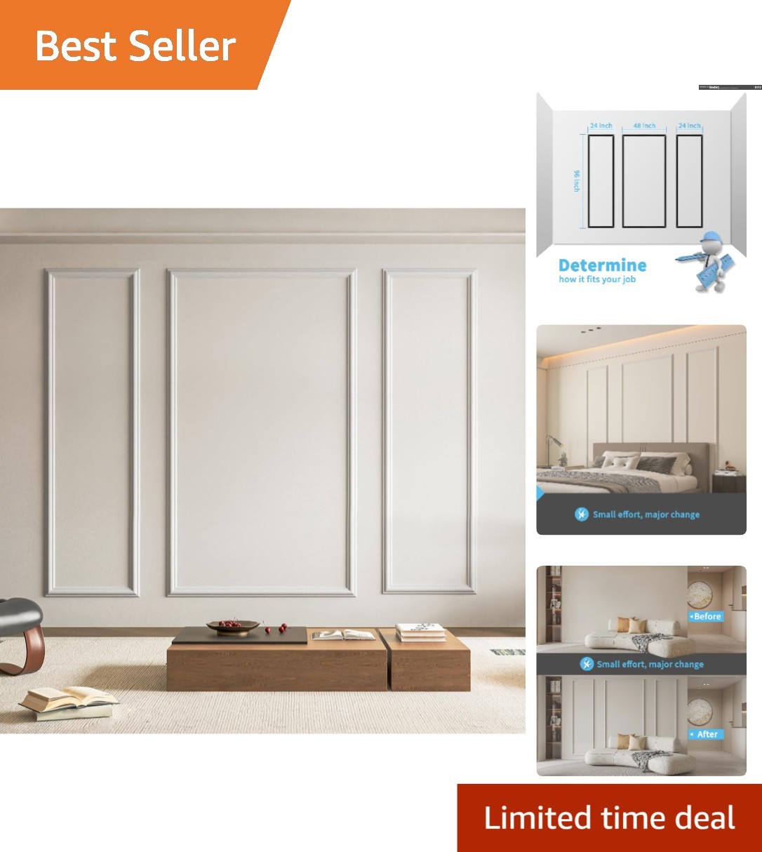 Polystyrene Wall Molding Set of 3 – Moisture Resistant & Elegant Design