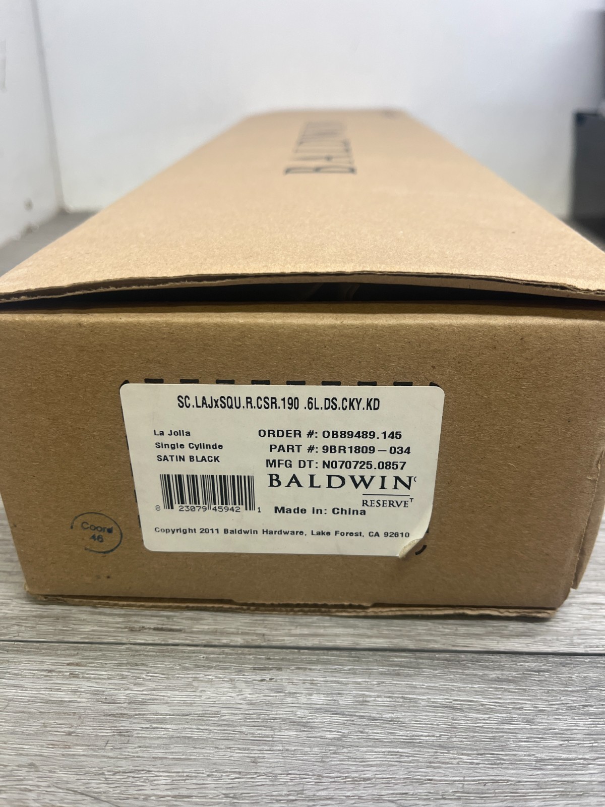 Baldwin SCLAJxSQUCSR190 Reserve La Jolla Single Cylinder Handleset READ