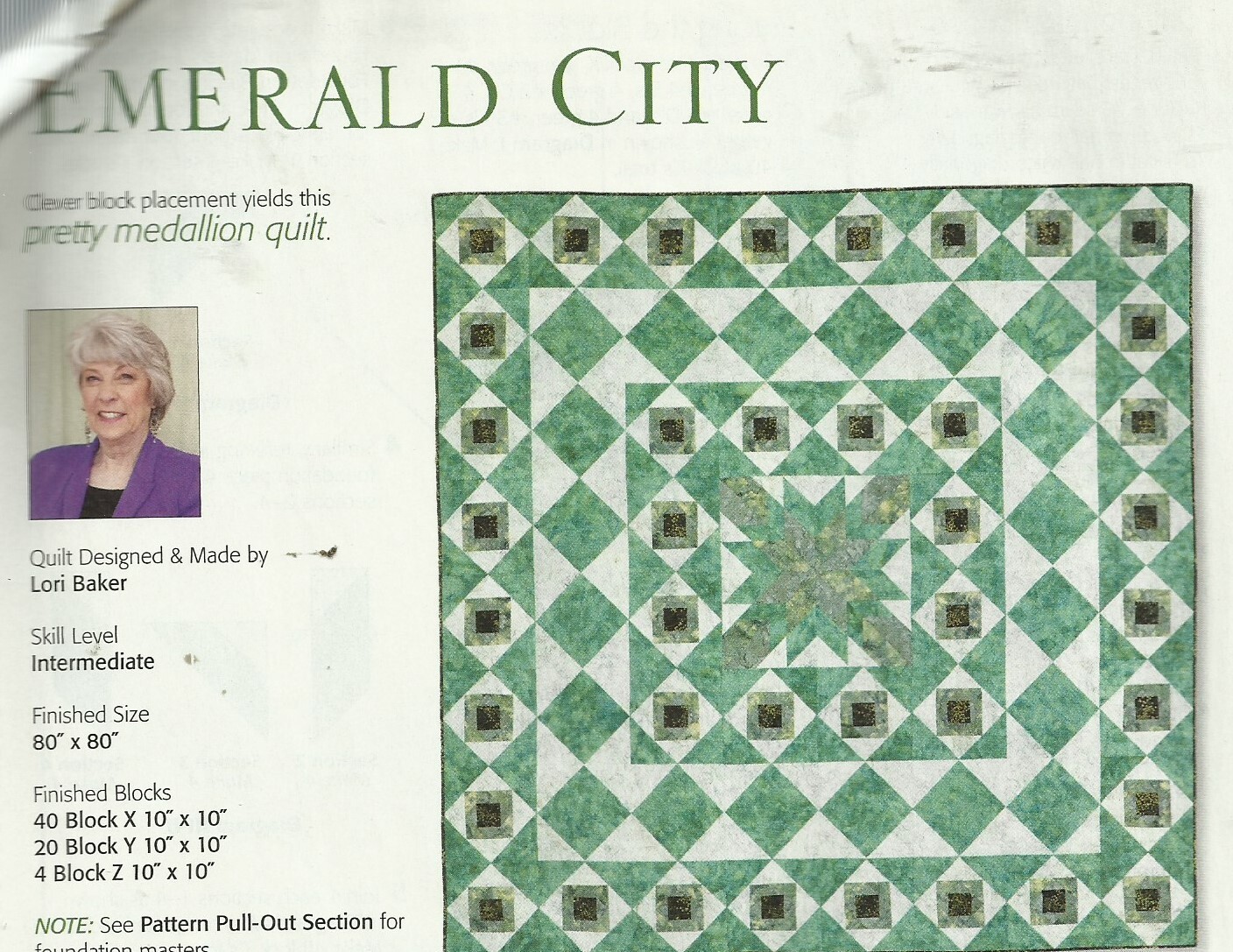 A0142 EMERALD CITY QUILT PATTERN/INSTRUCTIONS