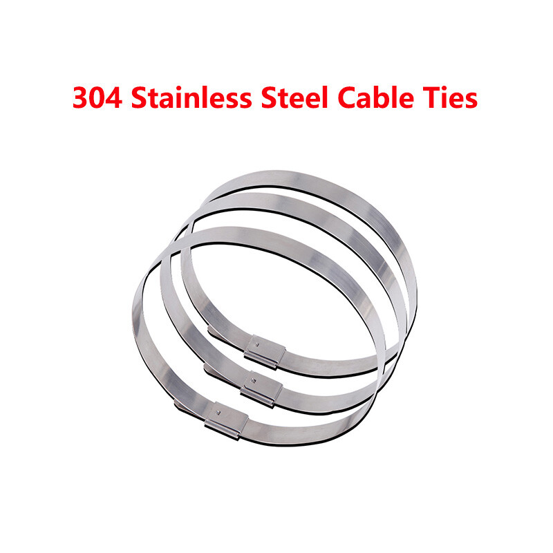 304 Stainless Steel Cable Ties Exhaust Strap Wrap Self-Locking Zip Various Sizes