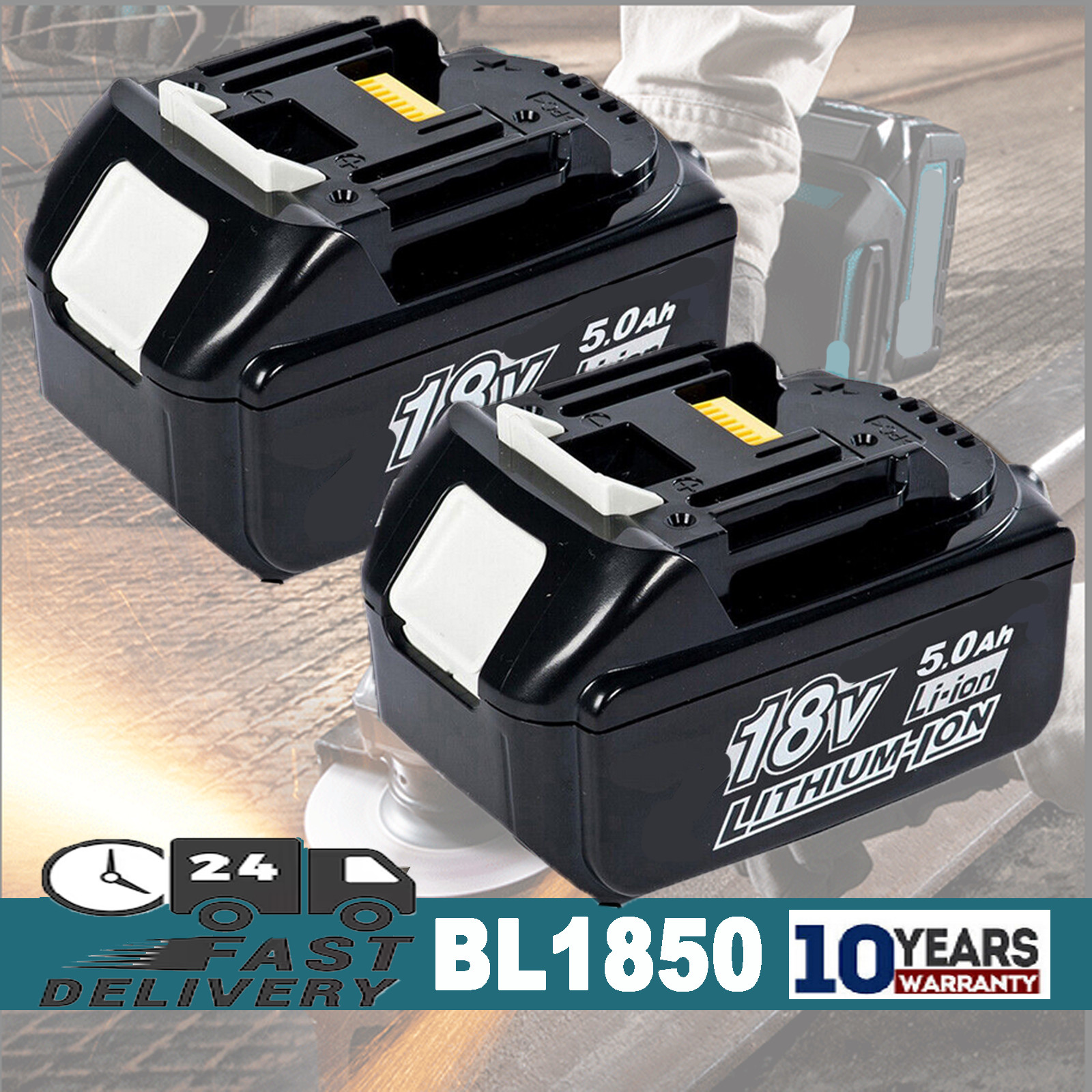 Pack of 2-For Makita BL1850B-2 18V LXT Lithium-Ion 5.0 Ah Battery - *BRAND NEW*