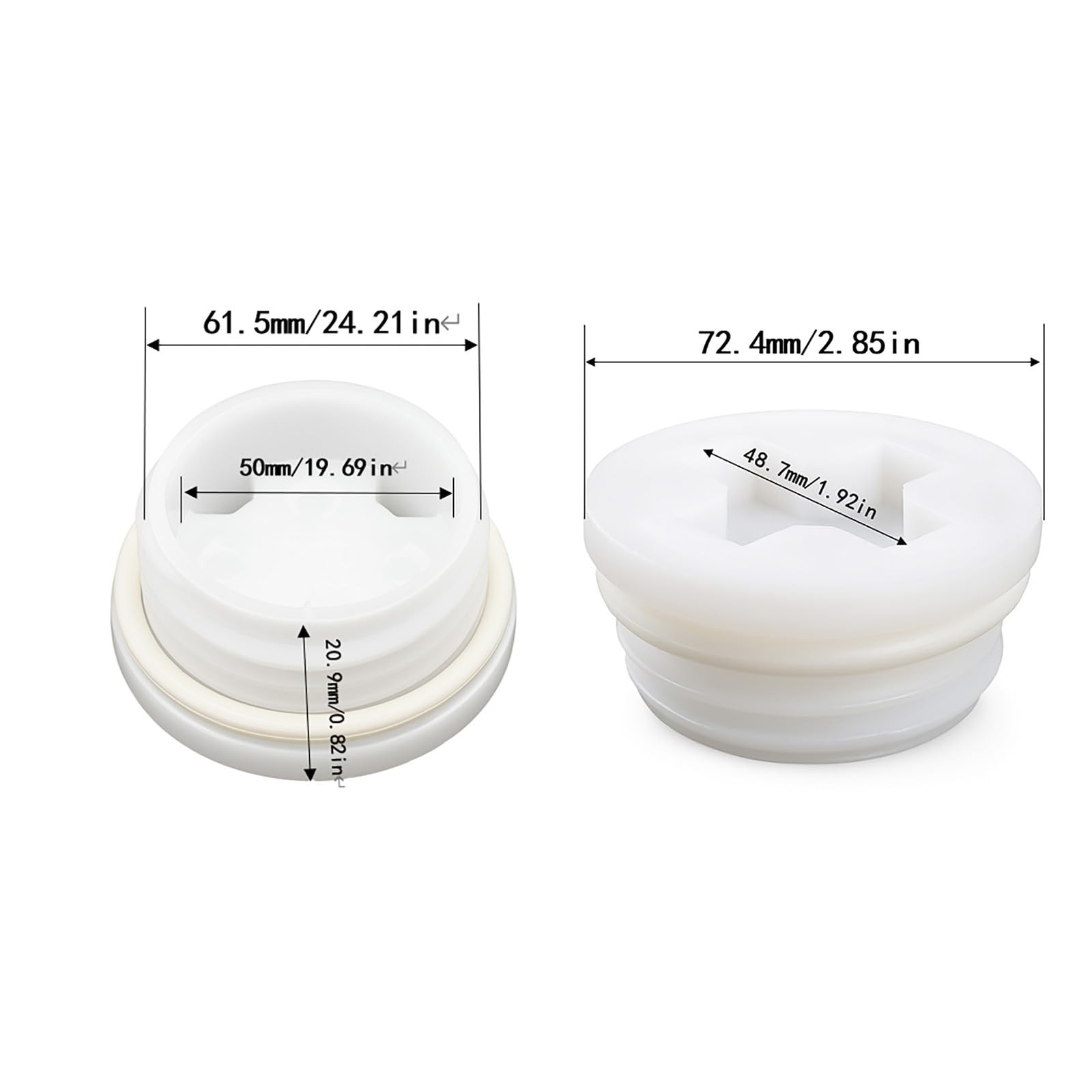 Bung Cap with 2" Thread Size, 2 Pack Poly Buttress Drum Bung, Course Thread f...