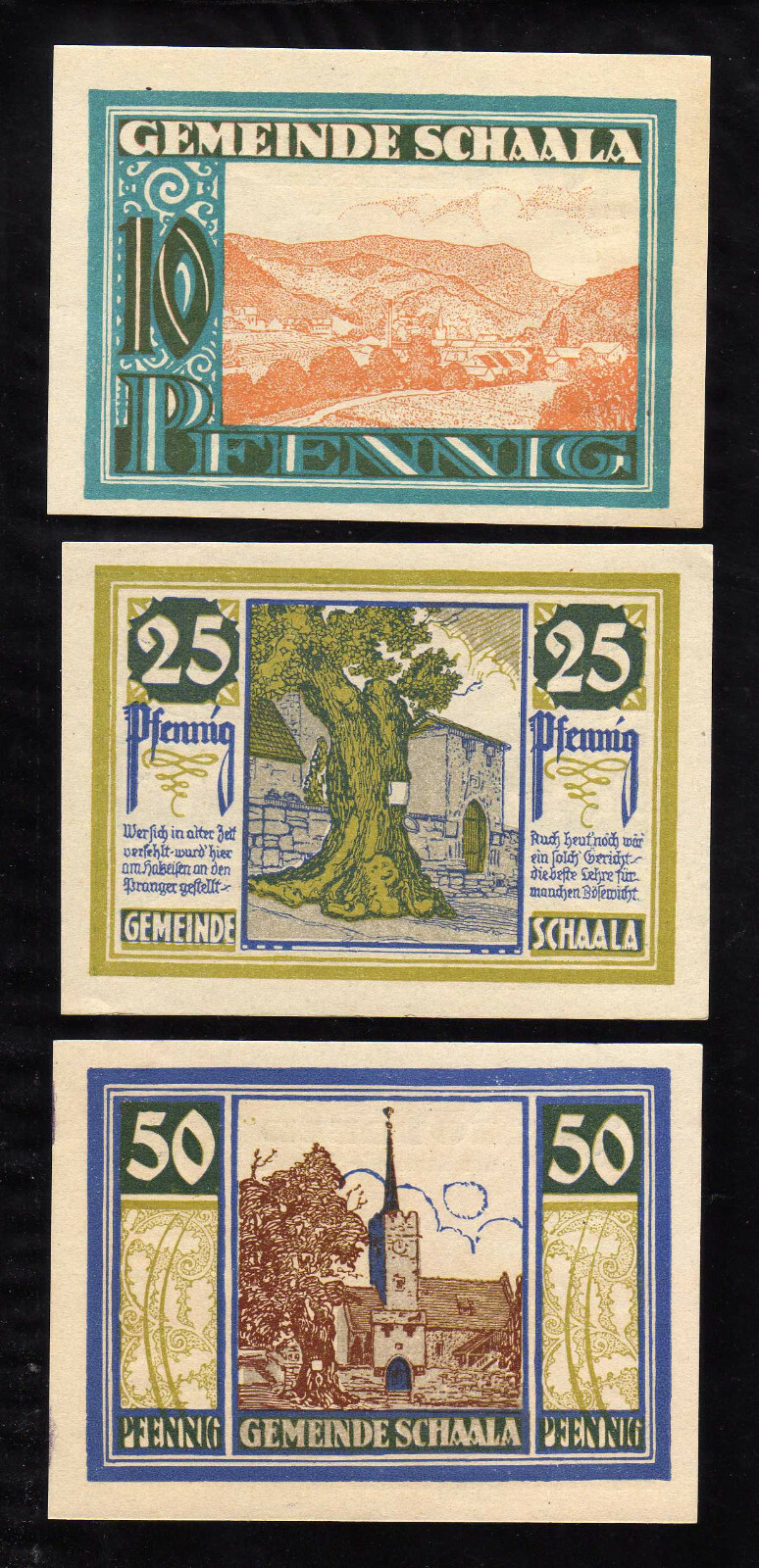 SCHAALA - GERMANY NOTGELD  - 10, 25, 50 PFENNIG