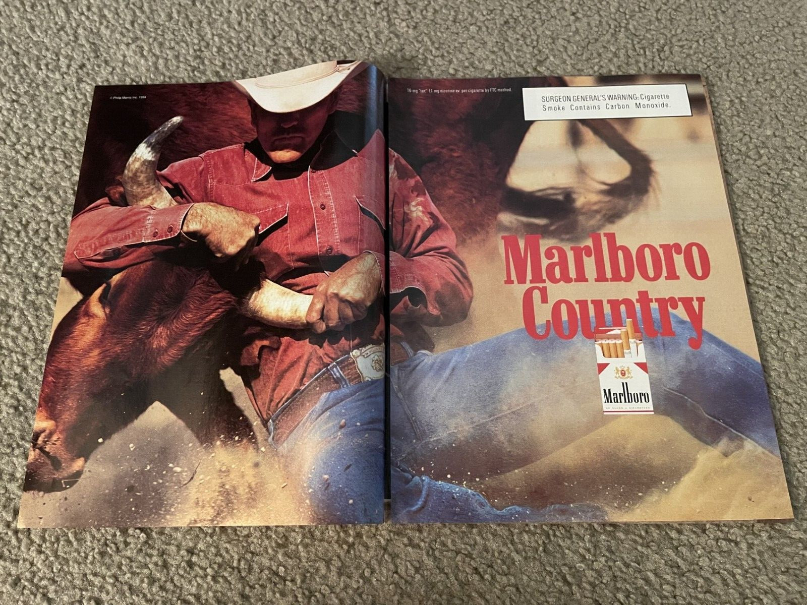 Vintage 1994 MARLBORO CIGARETTES Print Ad HORSE COWBOY "MARLBORO COUNTRY"