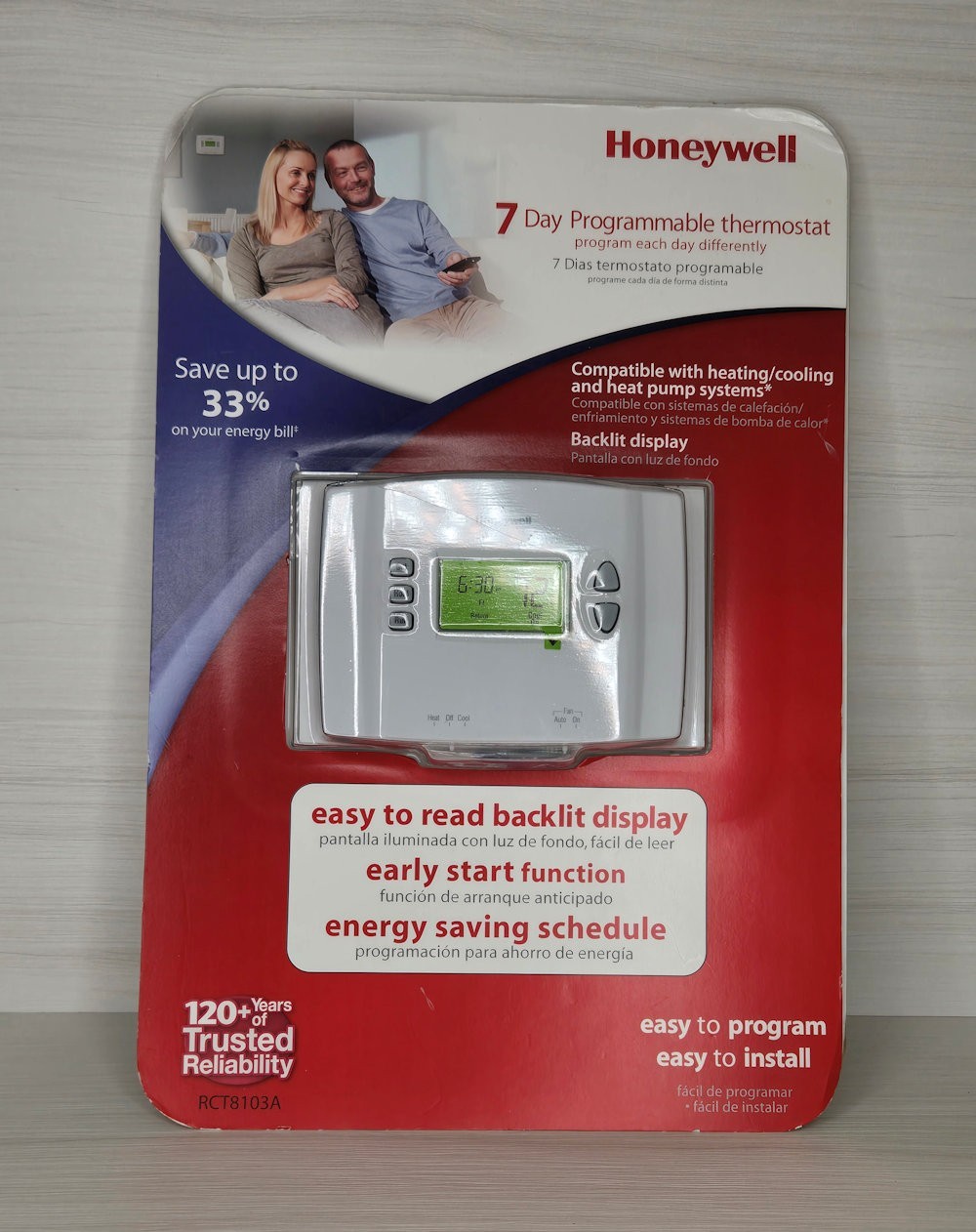 Honeywell RCT8103A 7-Day Programmable Thermostat Open Box Packaging Damaged