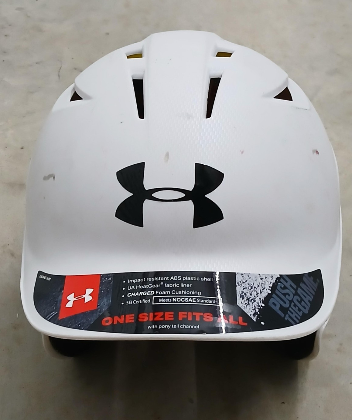 Under Armour Batting Helmet OSFA White UABH2 SM100/D Ponytail Channel NOCSAE