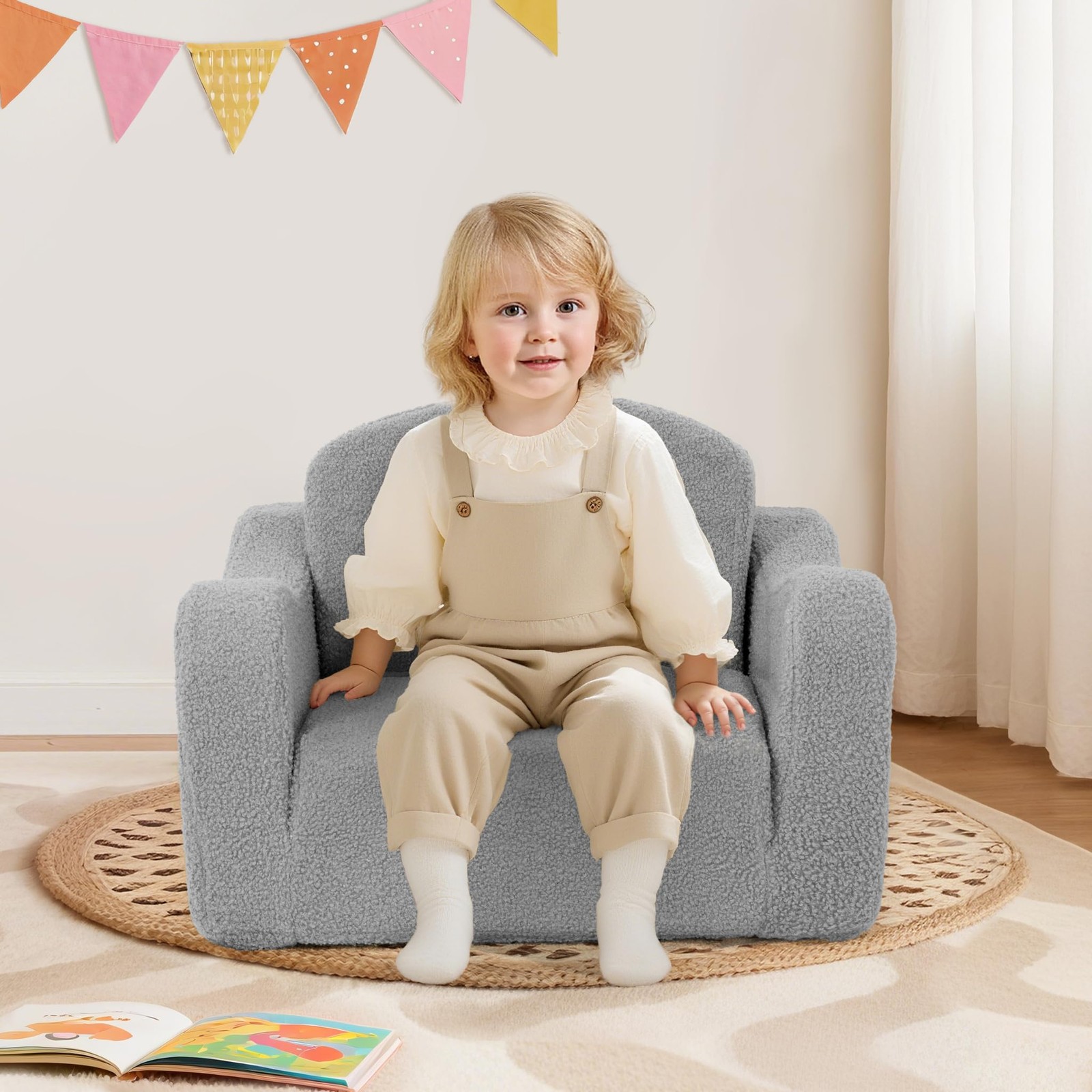 Comfy Toddler Chair & Kids, 2-in-1 Soft Couch Fold Out for Kids, Toddler Chai...